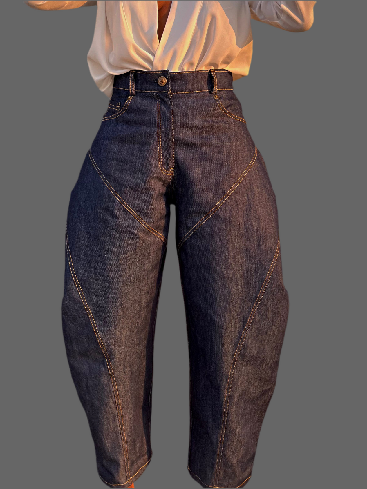 Denim Mid Rise Raw Hem Pocket Jeans