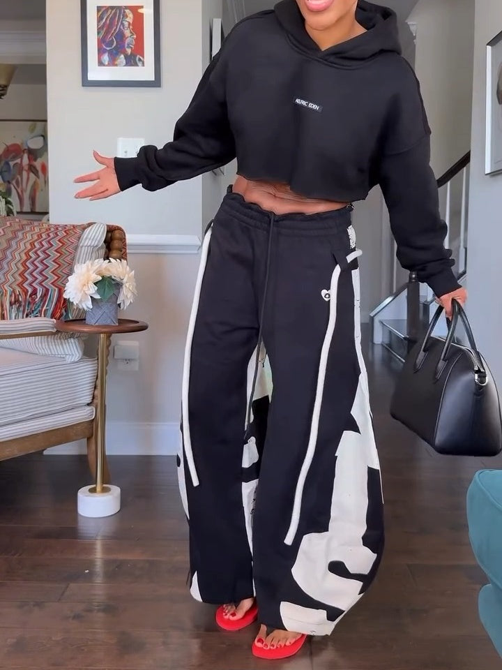 Fleece Lined Hoodies Two Pieces Set