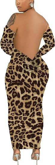 Womens Sexy Long Sleeve Off The Shoulder Maxi Dress