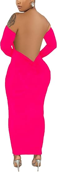 Womens Sexy Long Sleeve Off The Shoulder Maxi Dress