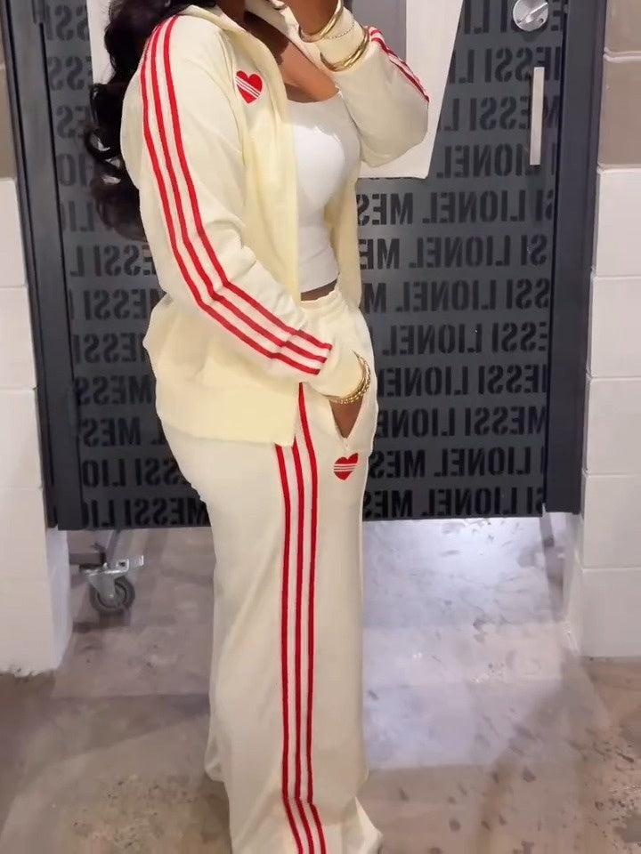 ⏰ Last Day Promotion $10 Off-Stripe Cream Tracksuit Set(Buy 2 Free Shipping✔️)