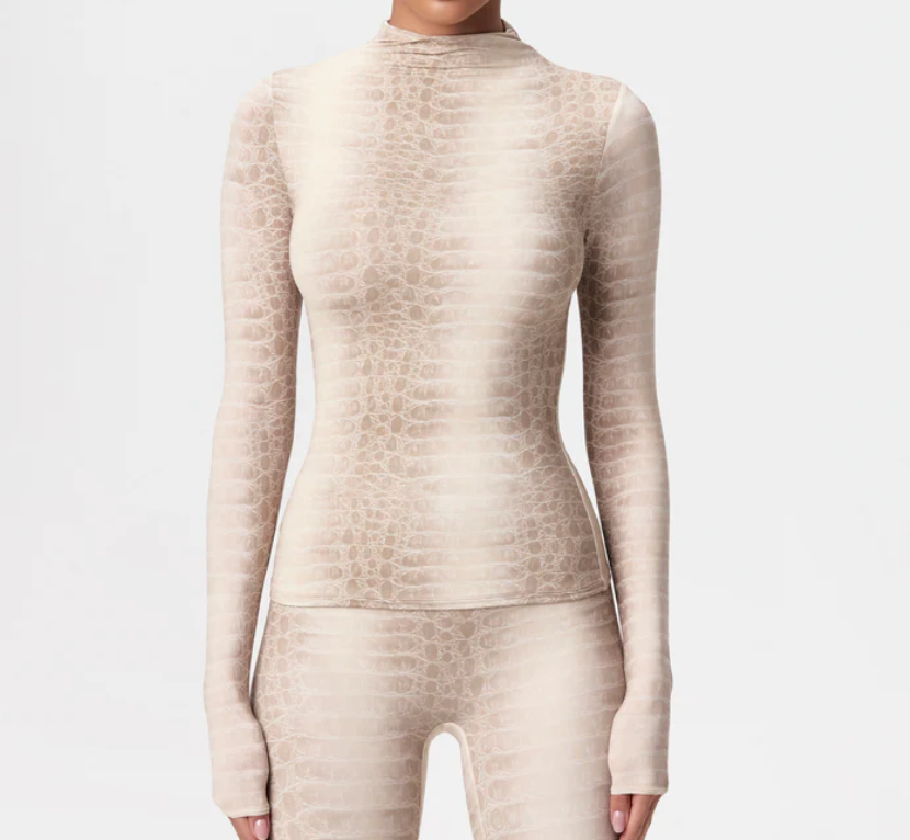 Naked Print Mock Neck Top