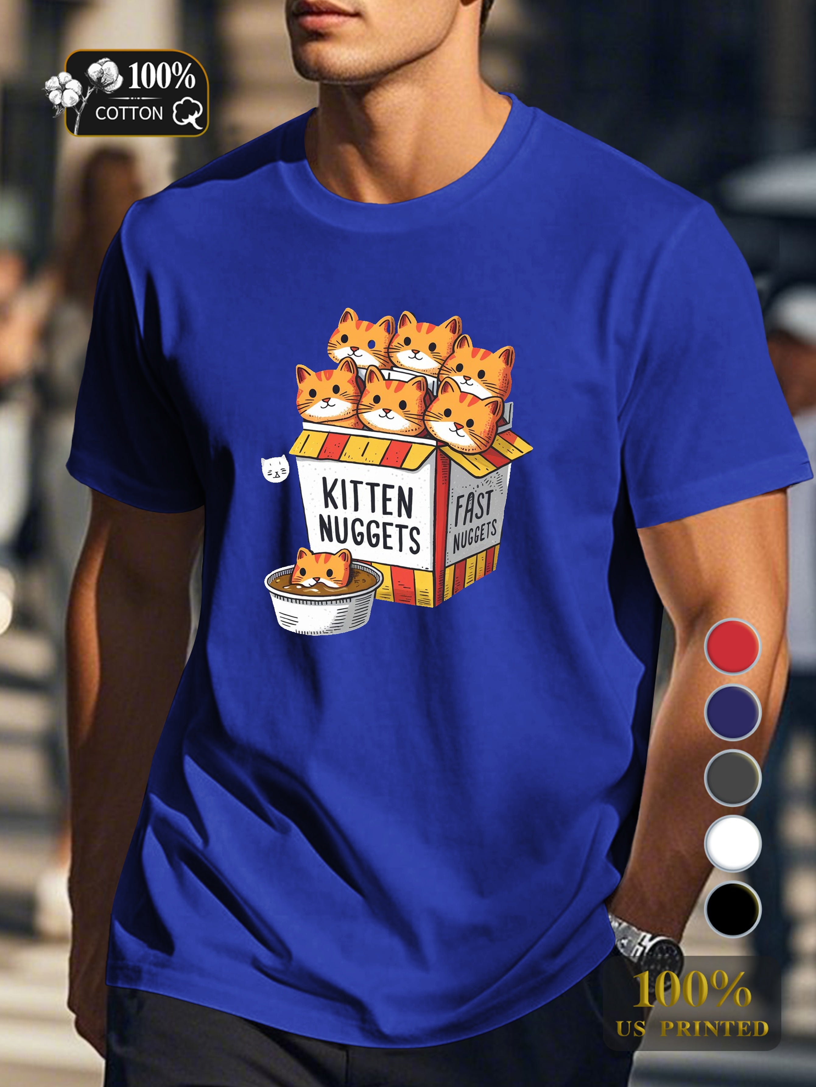 Kitten Nuggets illustration Men's pure cotton Tshirt Comfort Fit