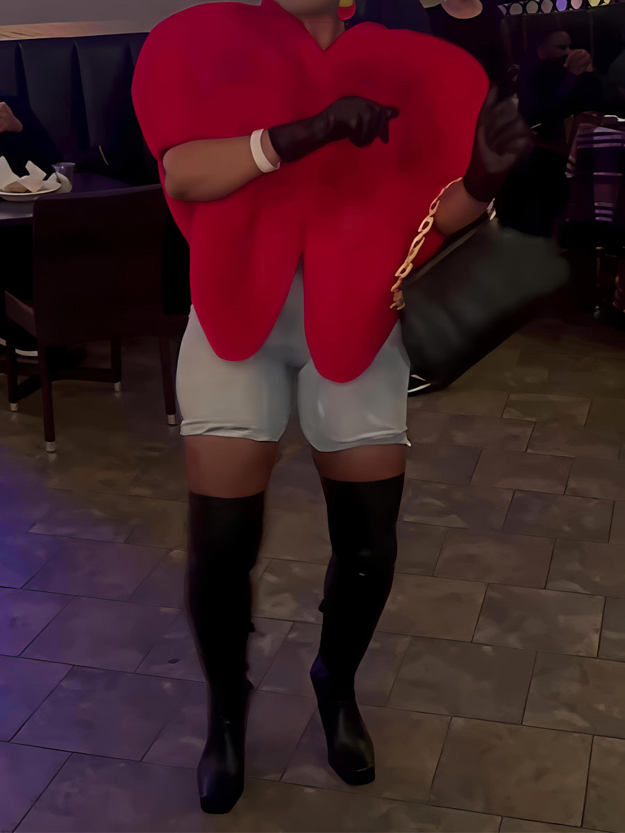 Plush Pointed hem Faux Fur Heart Vest