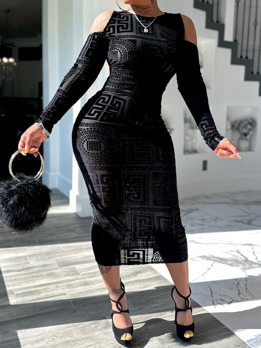 Sexy Cold Shoulder Stretch Dress