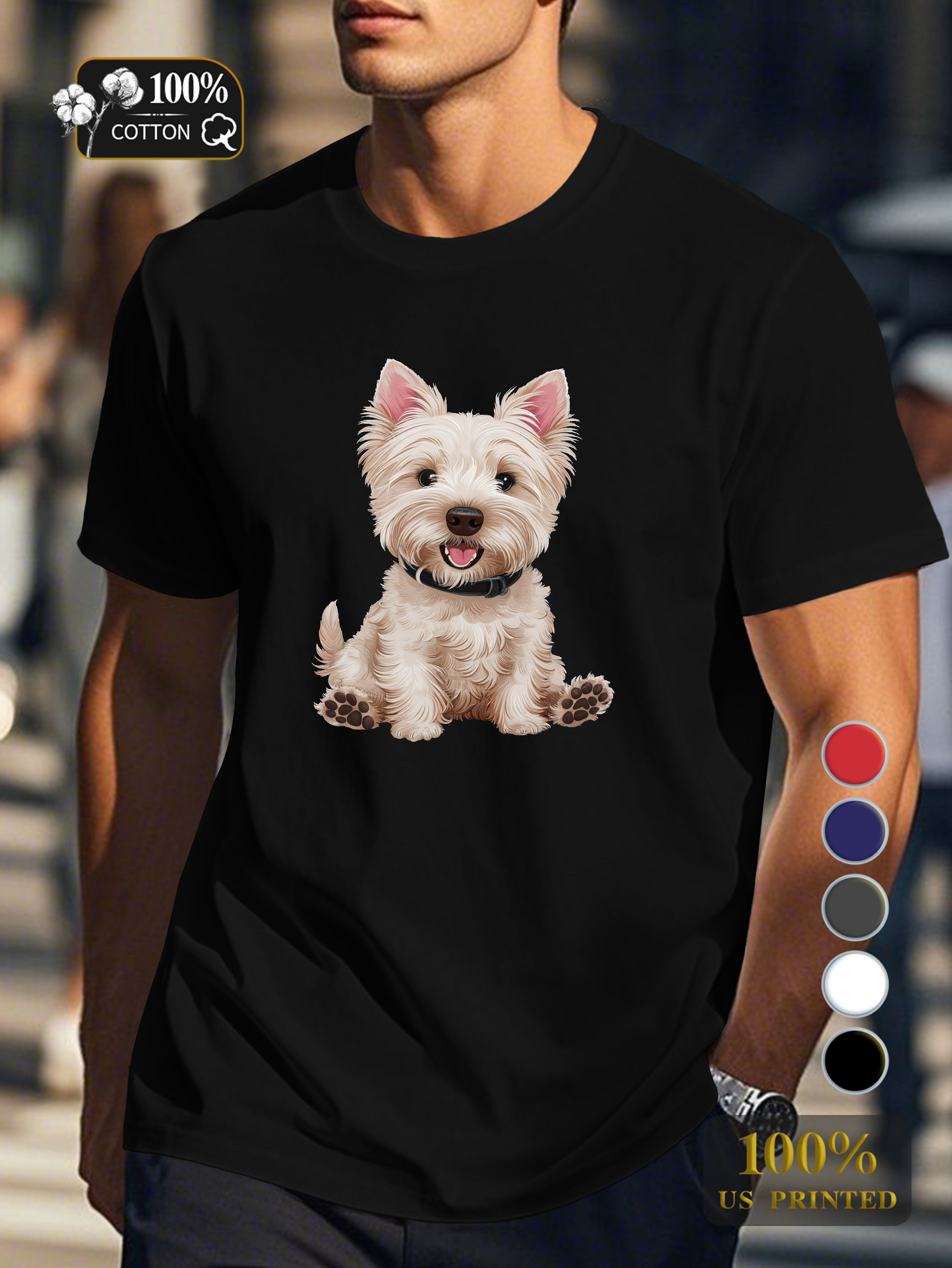Charming West Highland White Terrier Men's pure cotton Tshirt Comfort Fit