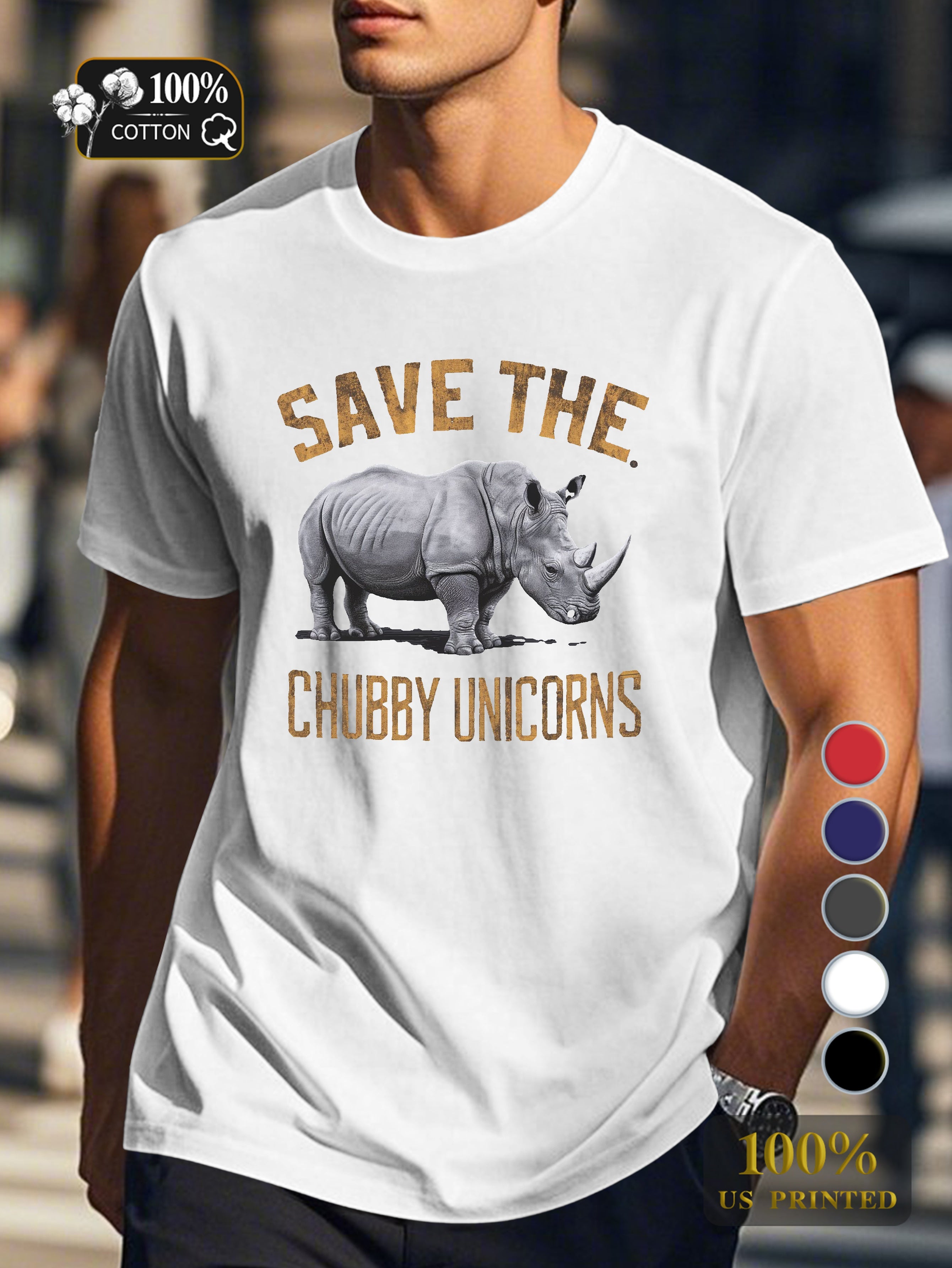 SAVE THE CHUBBY UNICORNS Men's pure cotton Tshirt Comfort Fit