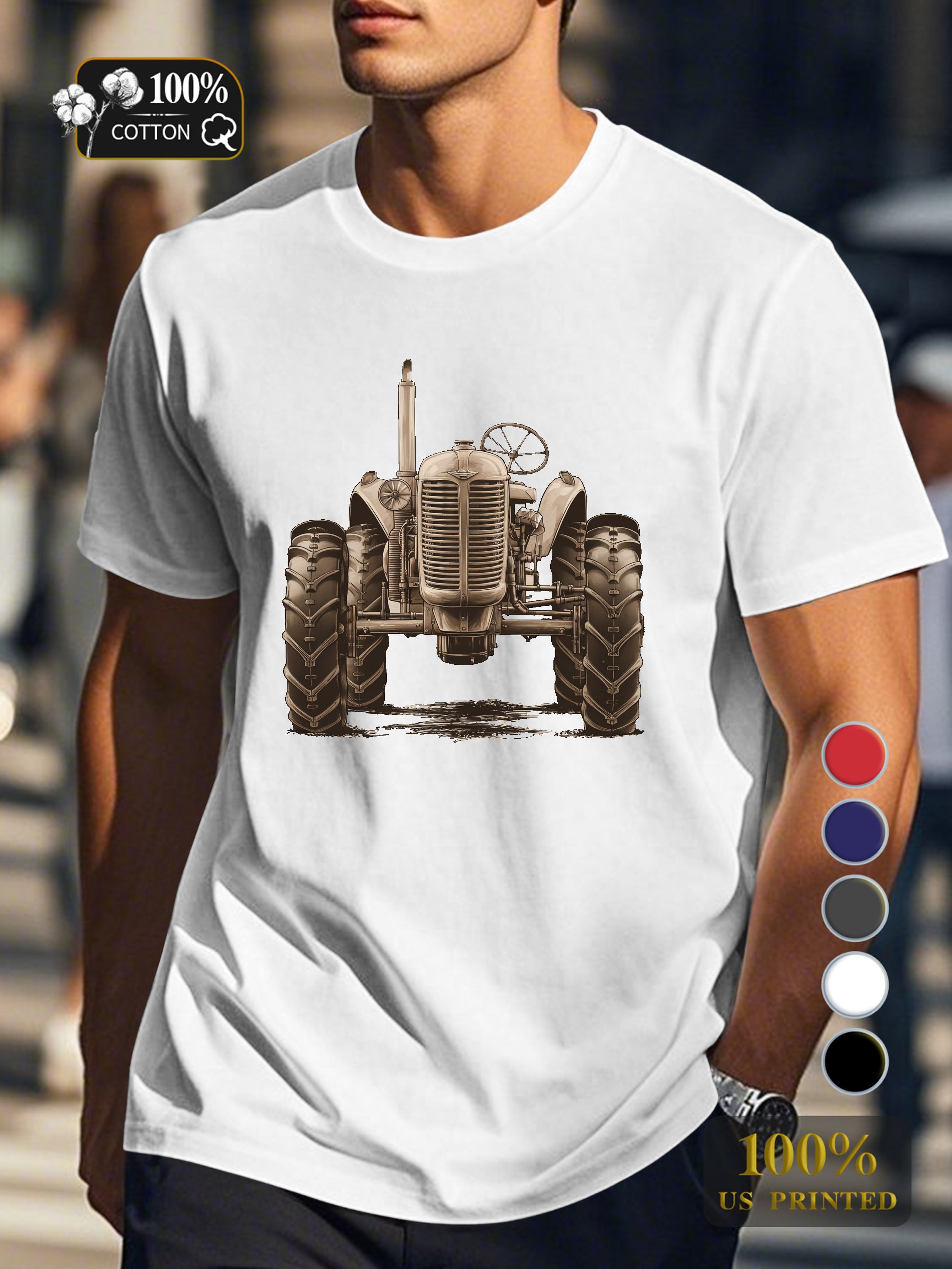 nostalgic vintage tractor Men's pure cotton Tshirt Comfort Fit
