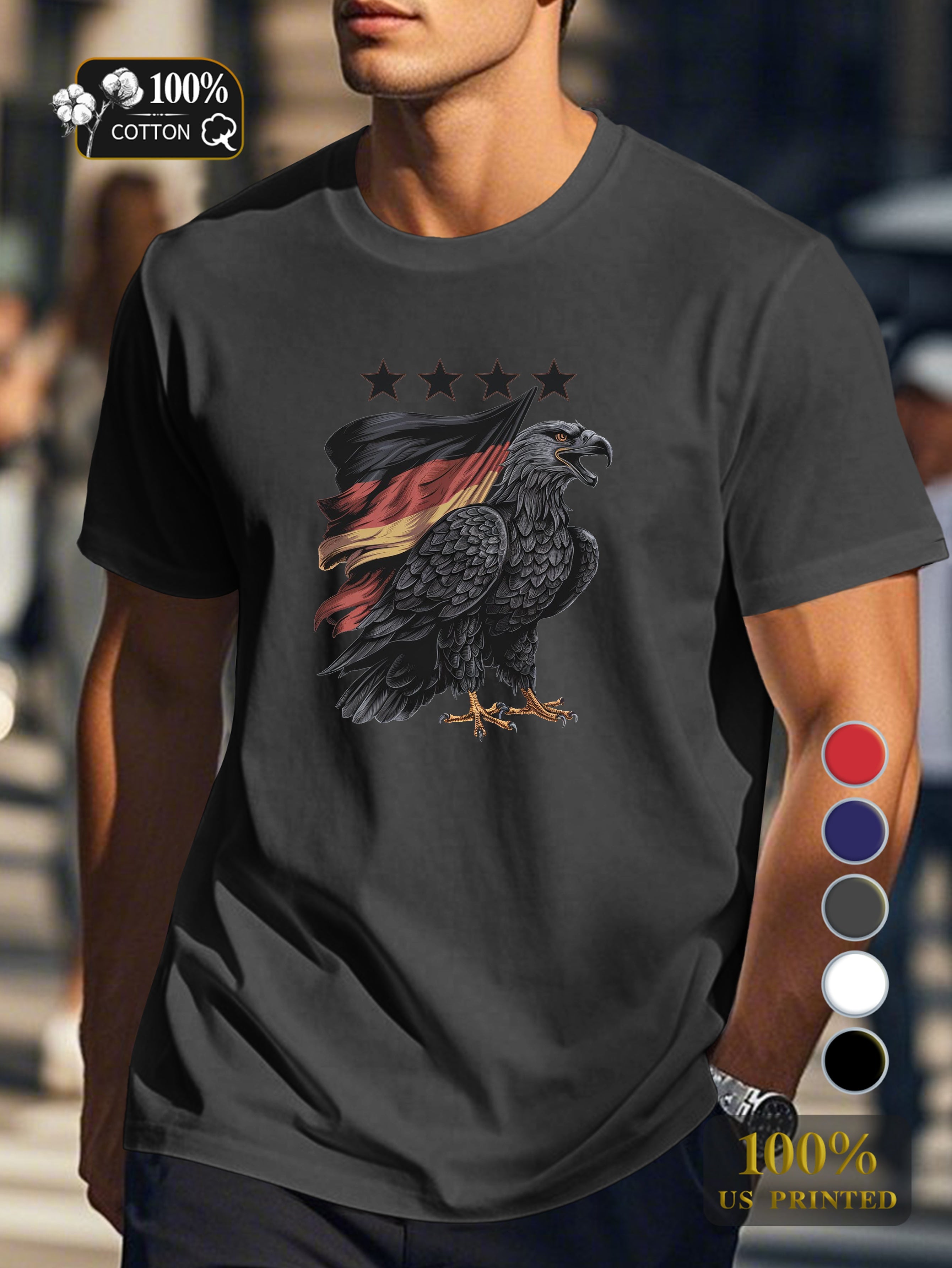 eagle with German flag Men's pure cotton Tshirt Comfort Fit