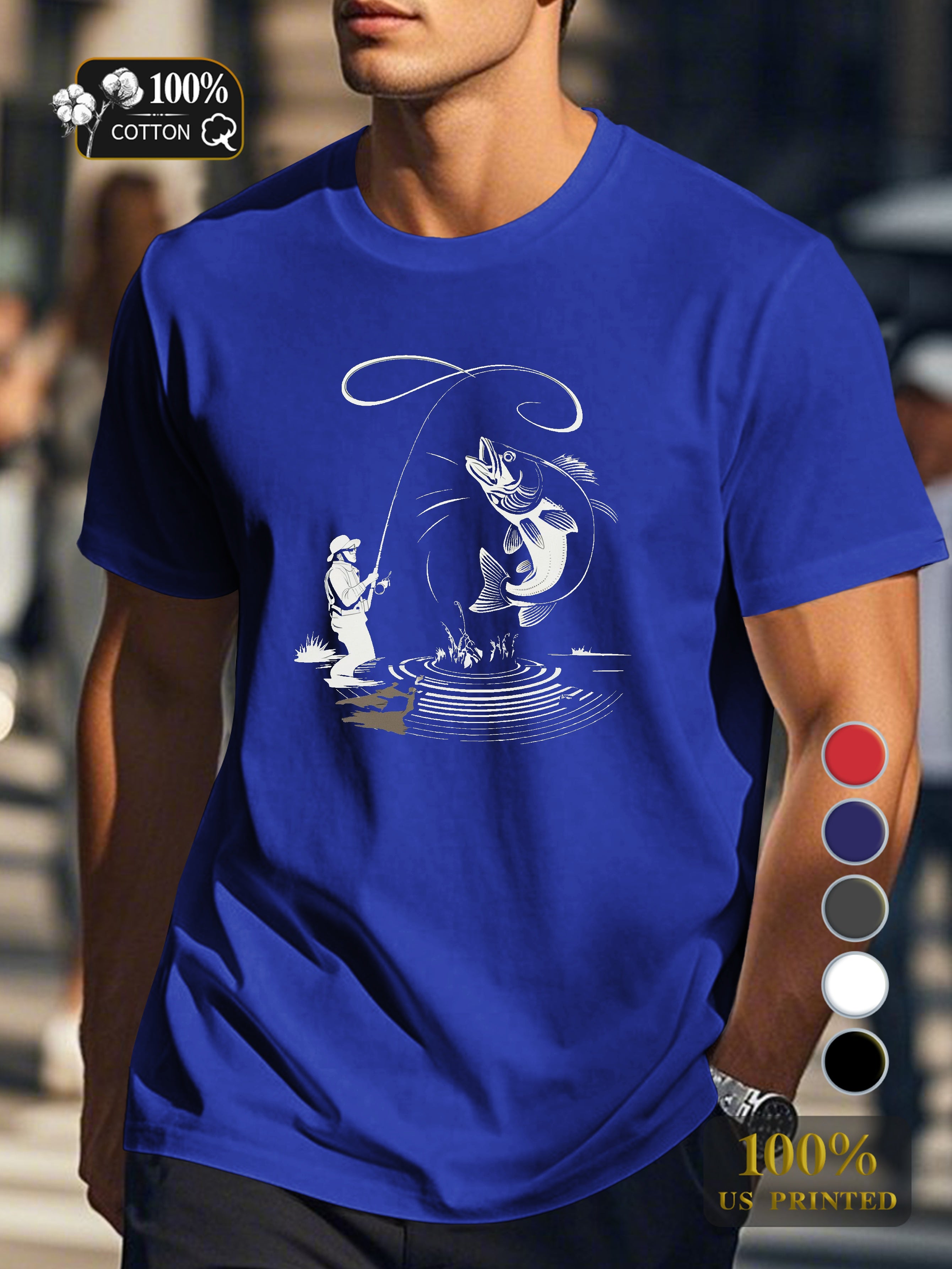Thrilling fishing catch Men's pure cotton Tshirt Comfort Fit