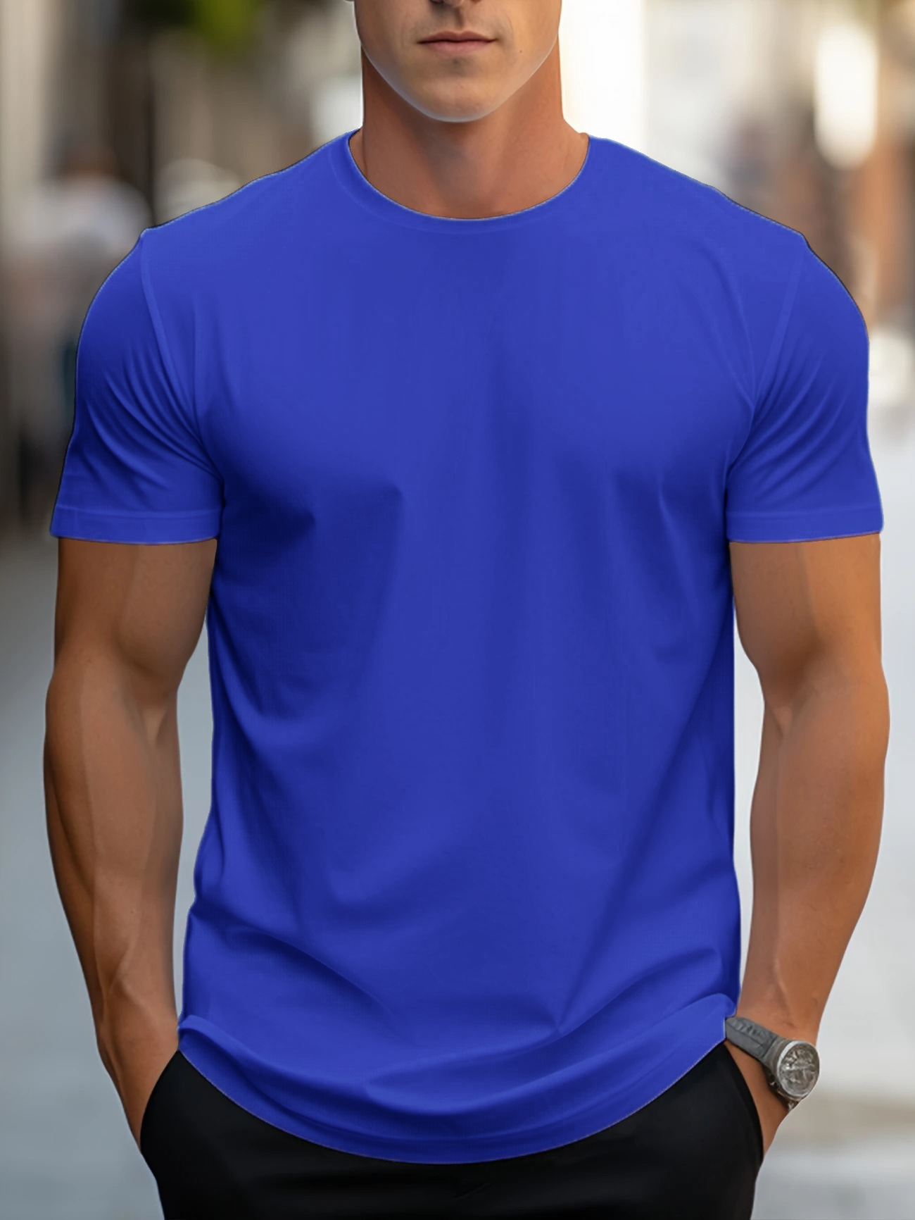 Fashionable And Comfortable Solid Color Full-shouldered Short-sleeved T-shirts