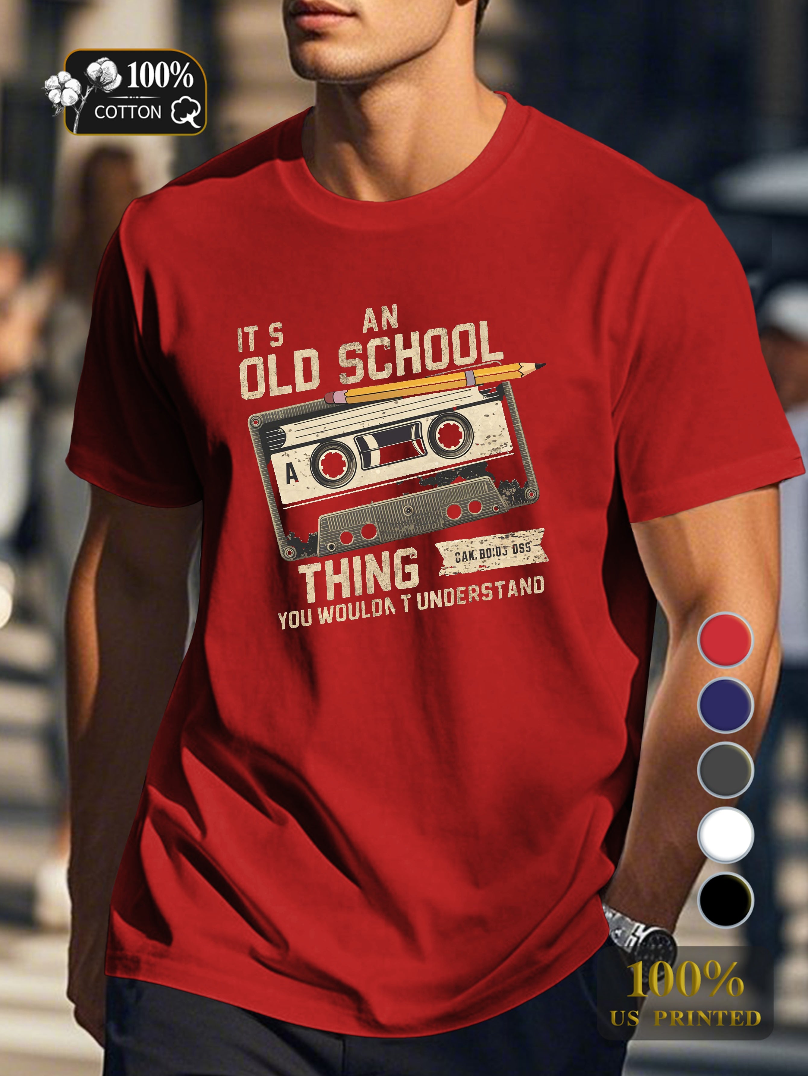 A nostalgic audio cassette tape Men's pure cotton Tshirt Comfort Fit