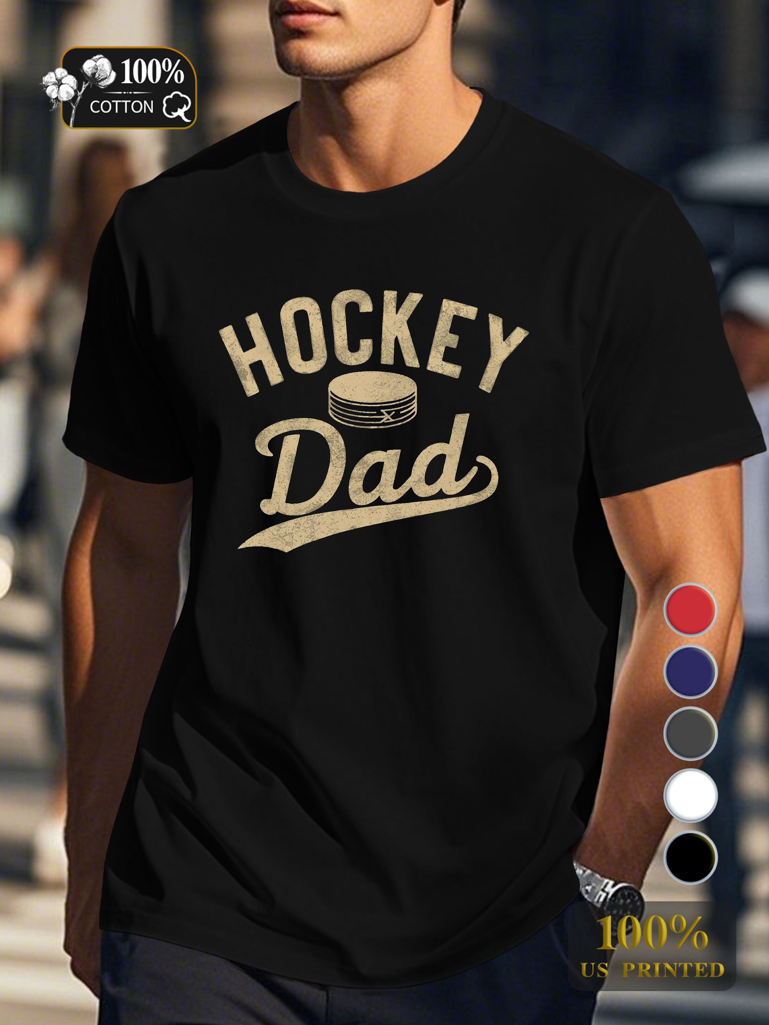 Vintage hockey themed design Men's pure cotton Tshirt Comfort Fit