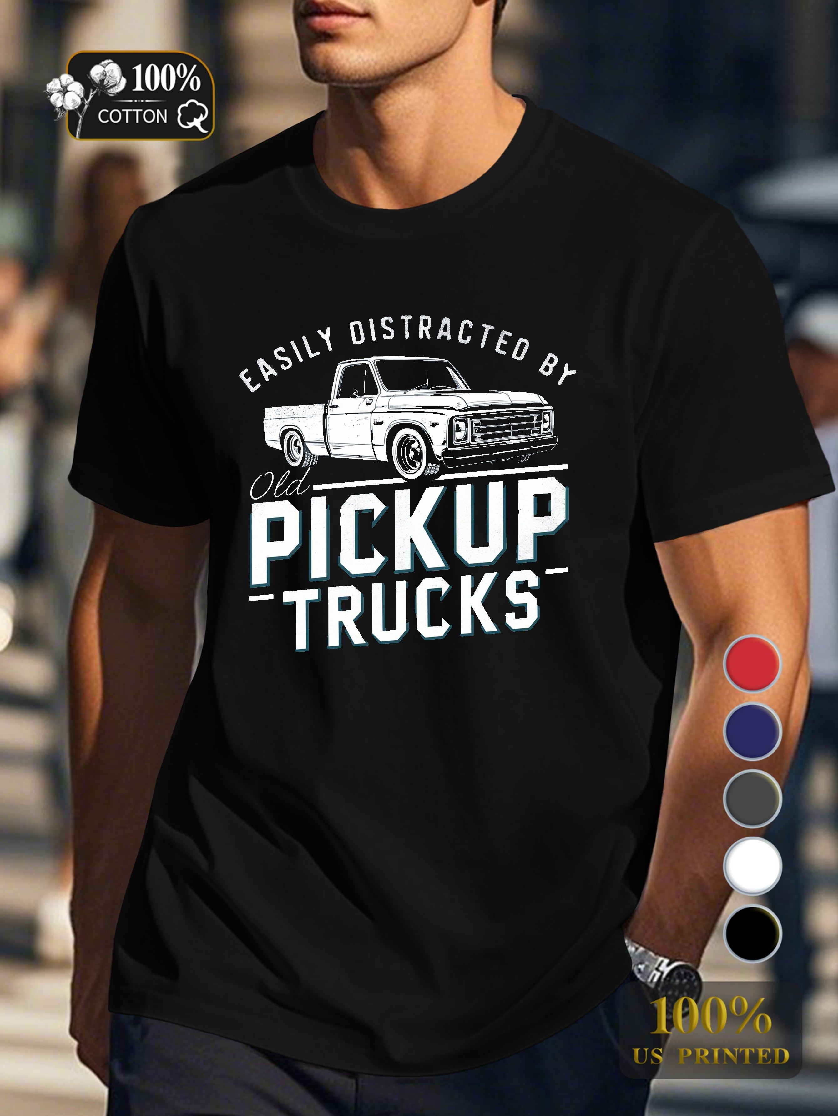 Old pickup trucks Men's pure cotton Tshirt Comfort Fit