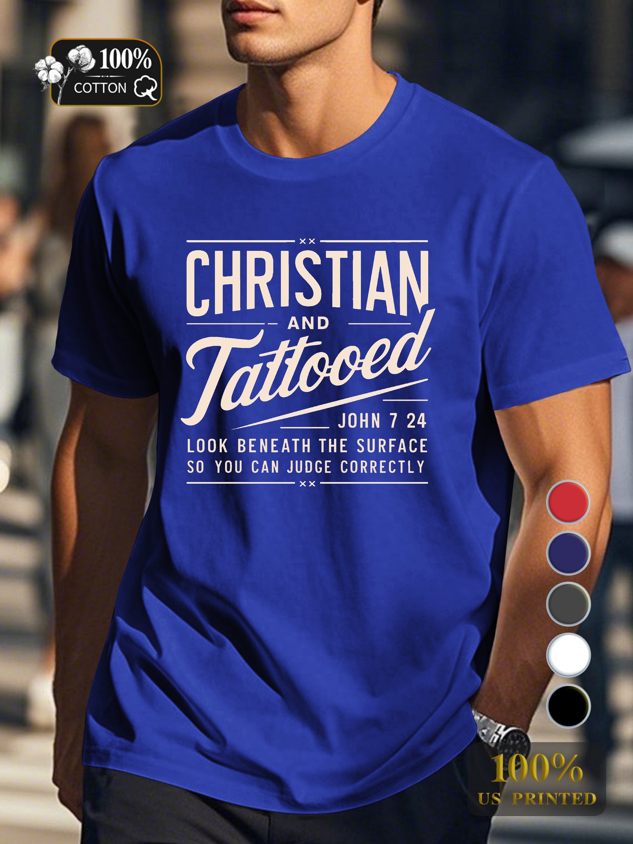 CHRISTIAN AND TATTOOED design Men's pure cotton Tshirt Comfort Fit