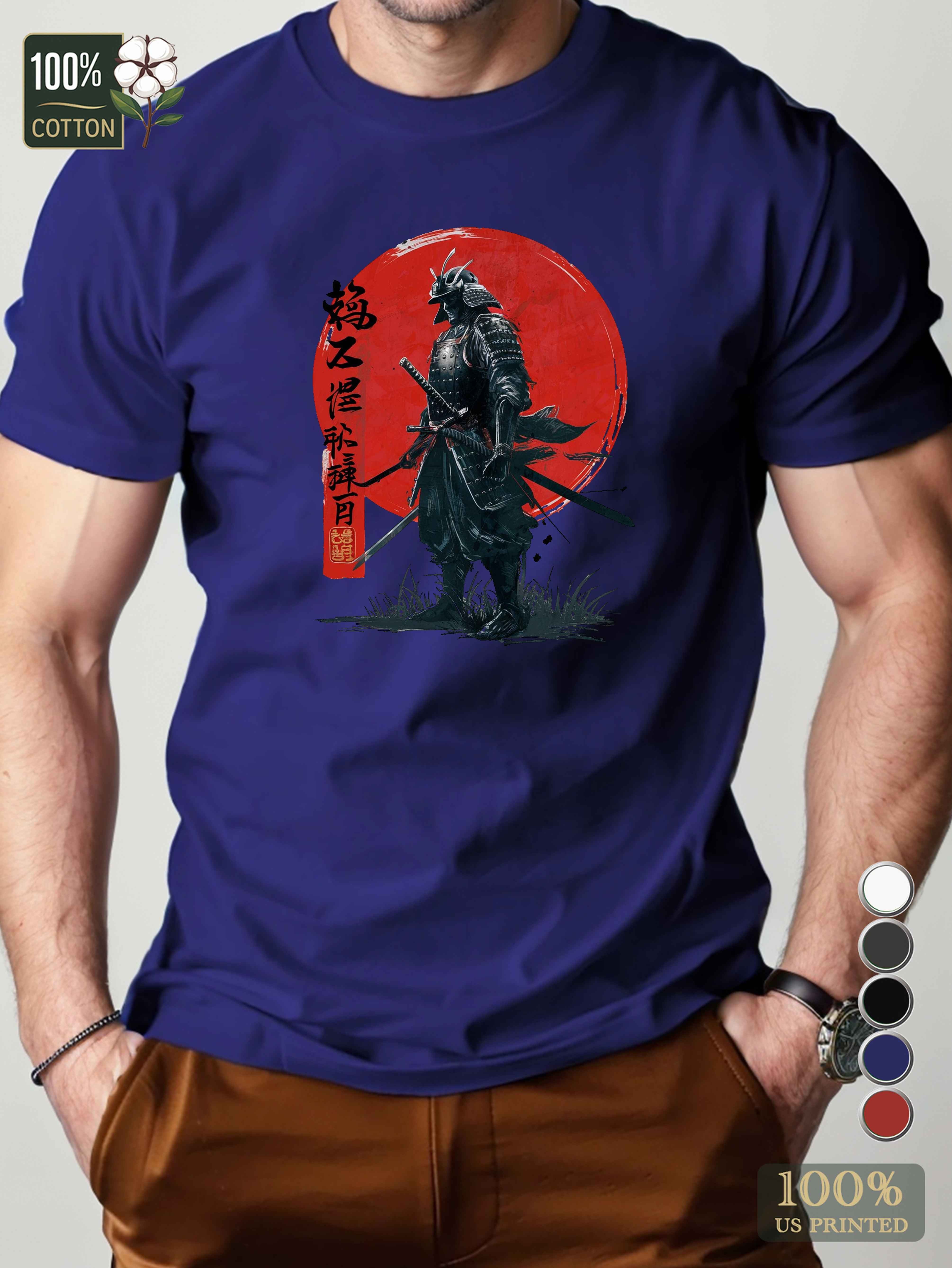 samurai warrior illustration Men's pure cotton Tshirt Comfort Fit