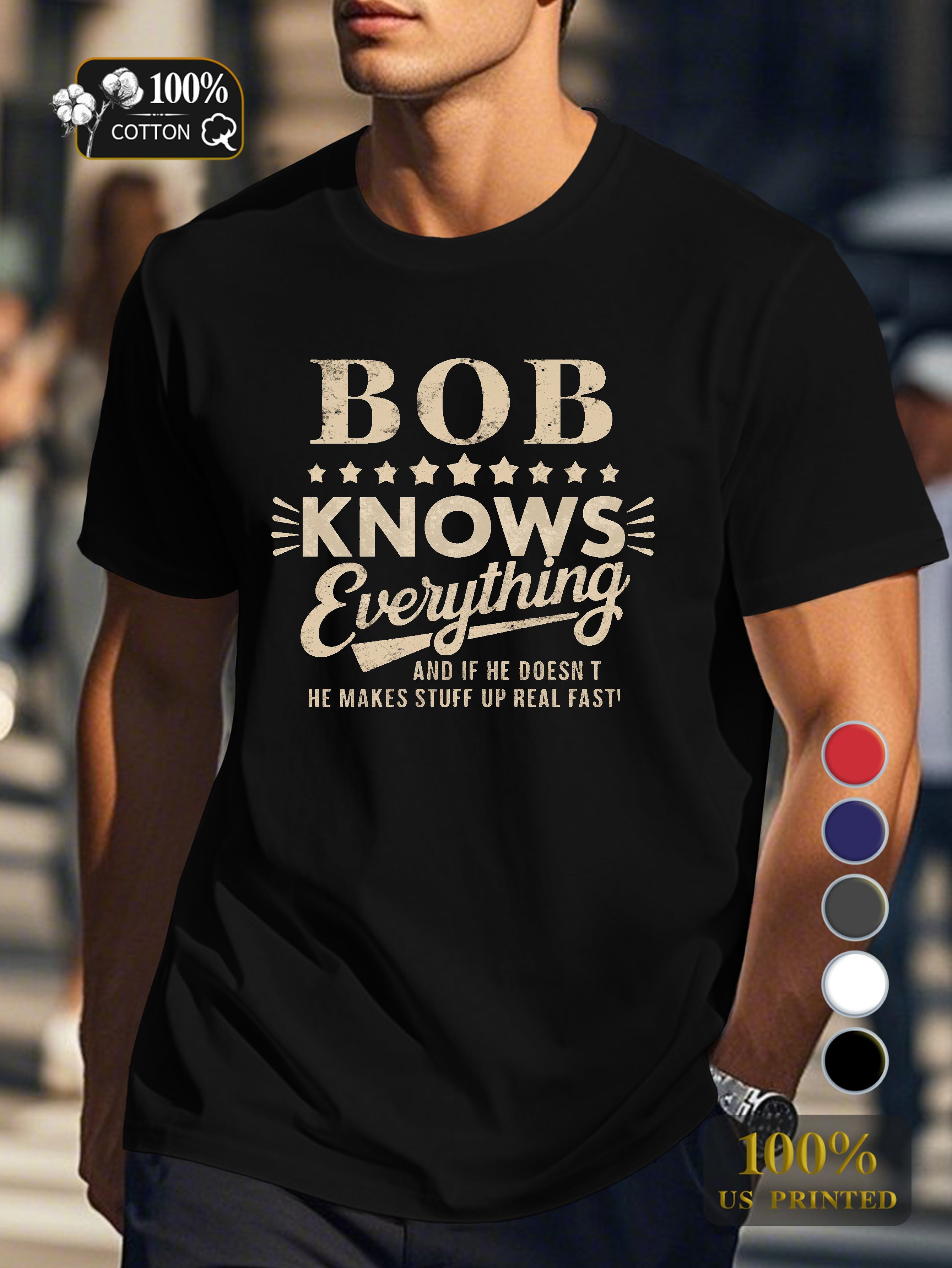 BOB KNOWS Everything Men's pure cotton Tshirt Comfort Fit