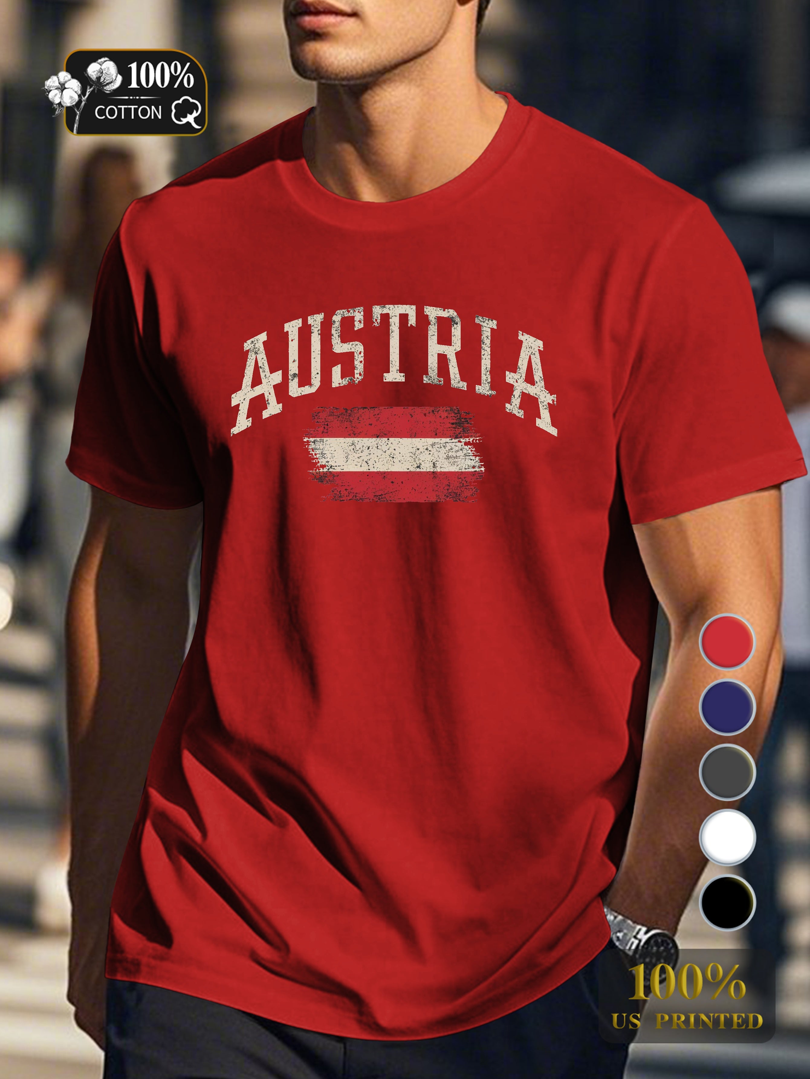 AUSTRIA vintage design Men's pure cotton Tshirt Comfort Fit