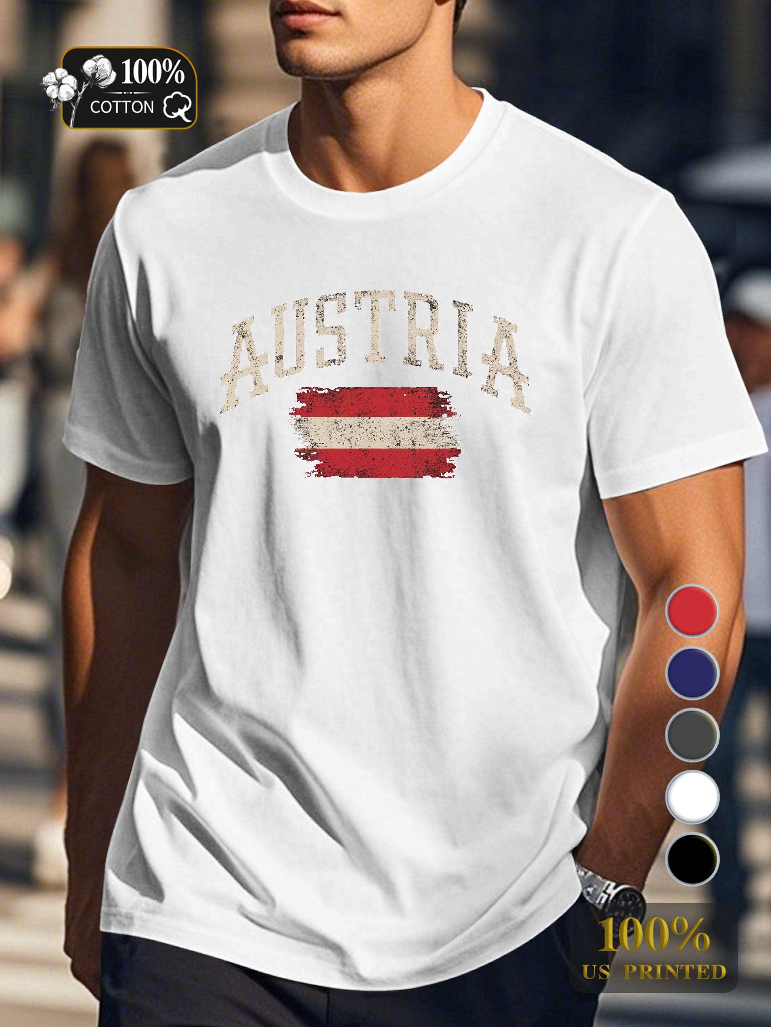 AUSTRIA vintage design Men's pure cotton Tshirt Comfort Fit