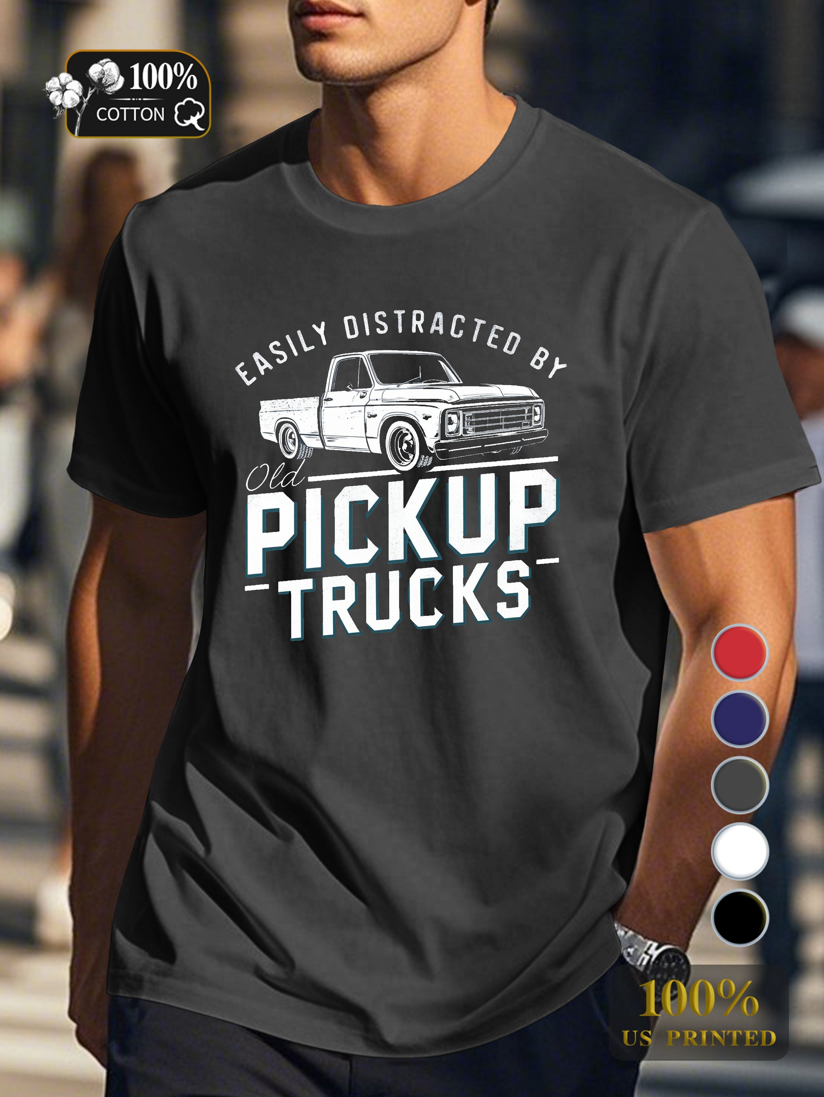 Old pickup trucks Men's pure cotton Tshirt Comfort Fit