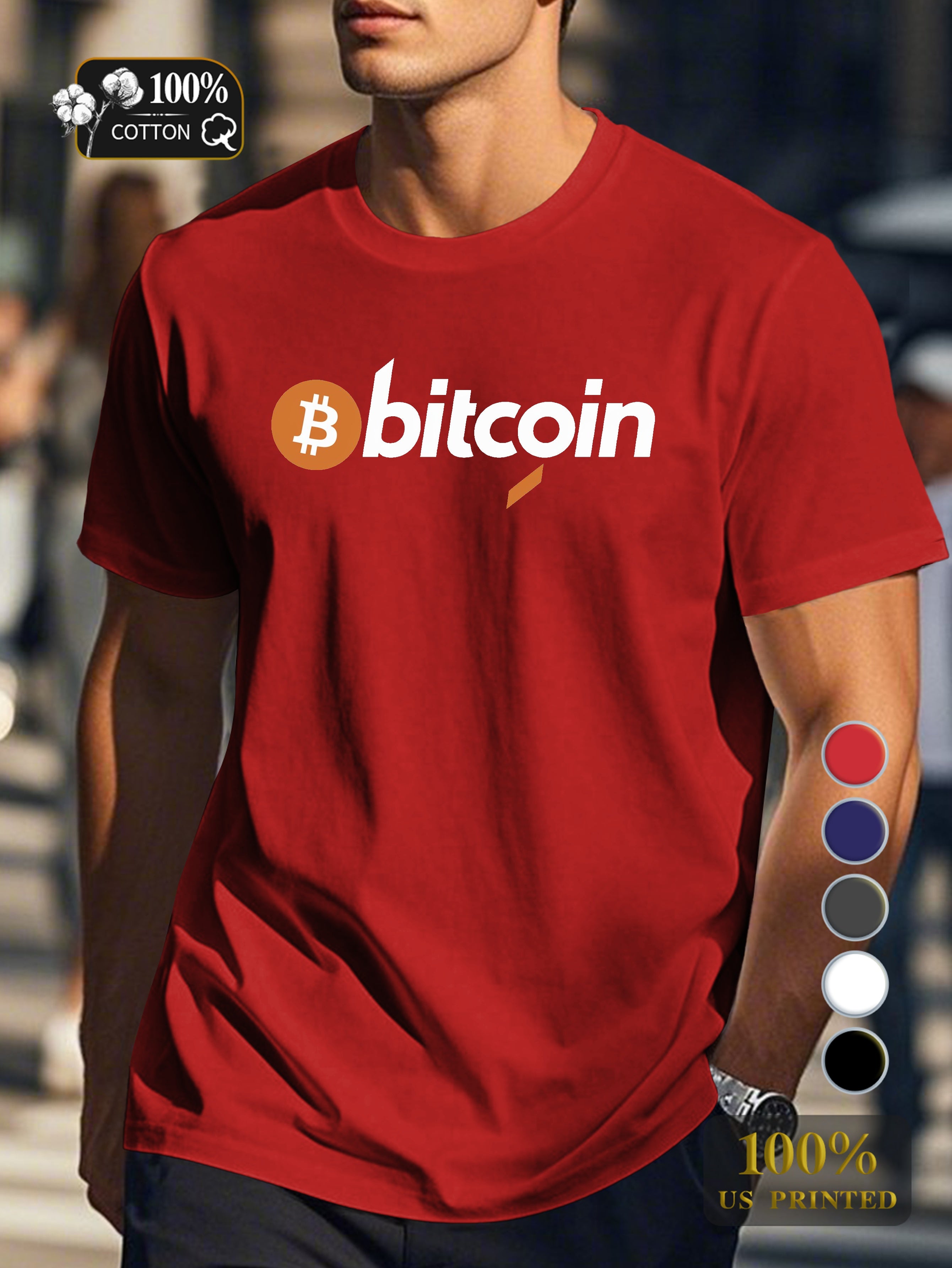 Bitcoin logo design Men's pure cotton Tshirt Comfort Fit