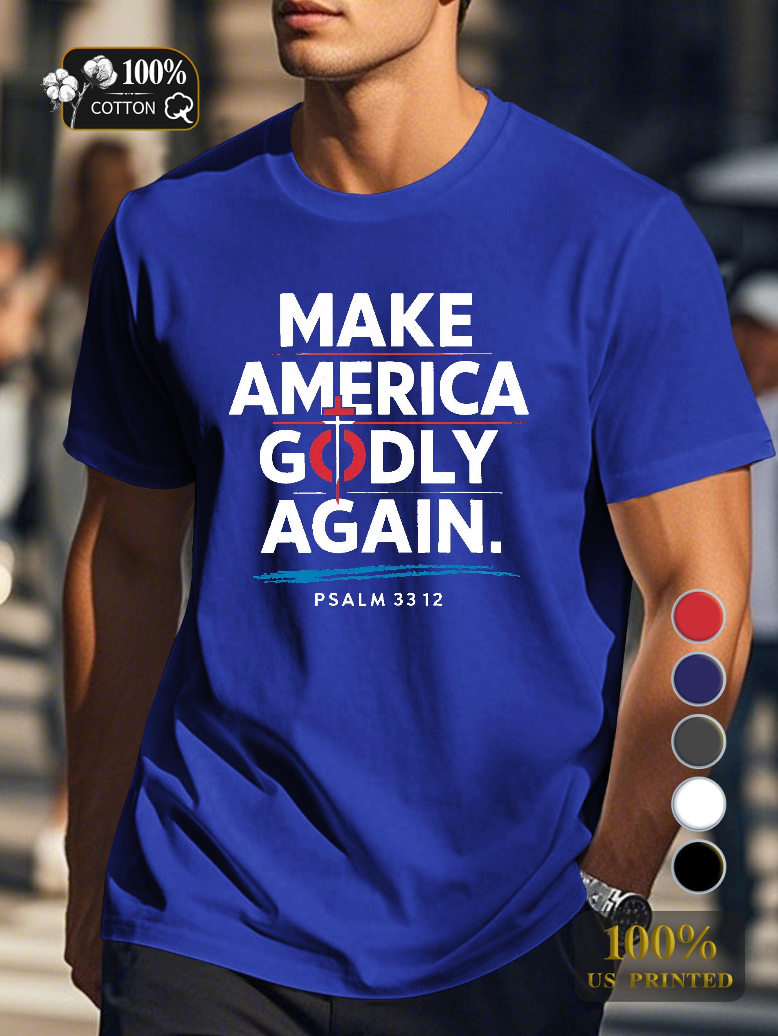 MAKE AMERICA GODLY AGAIN Men's pure cotton Tshirt Comfort Fit