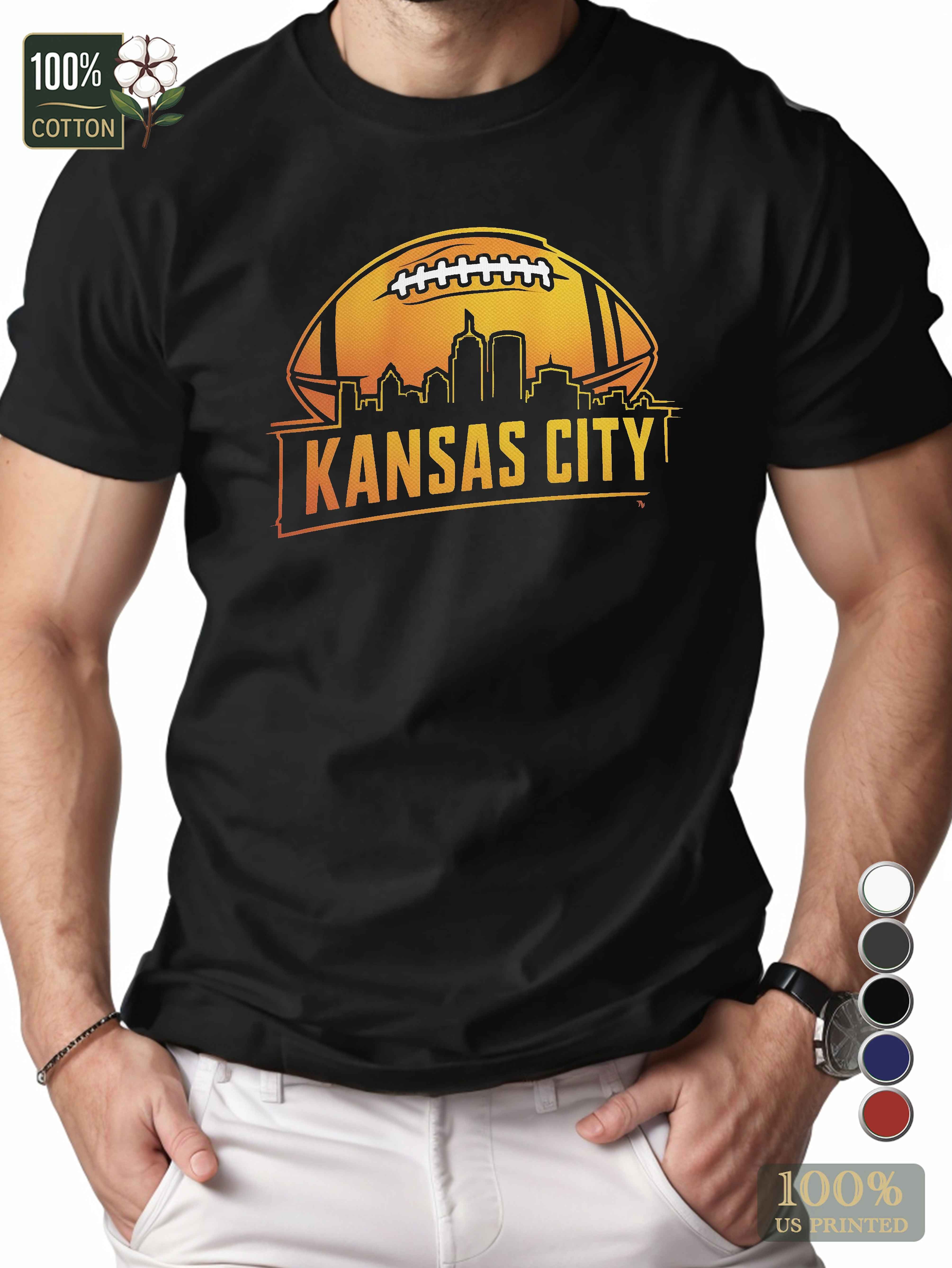 KANSAS CITY football skyline Men's pure cotton Tshirt Comfort Fit