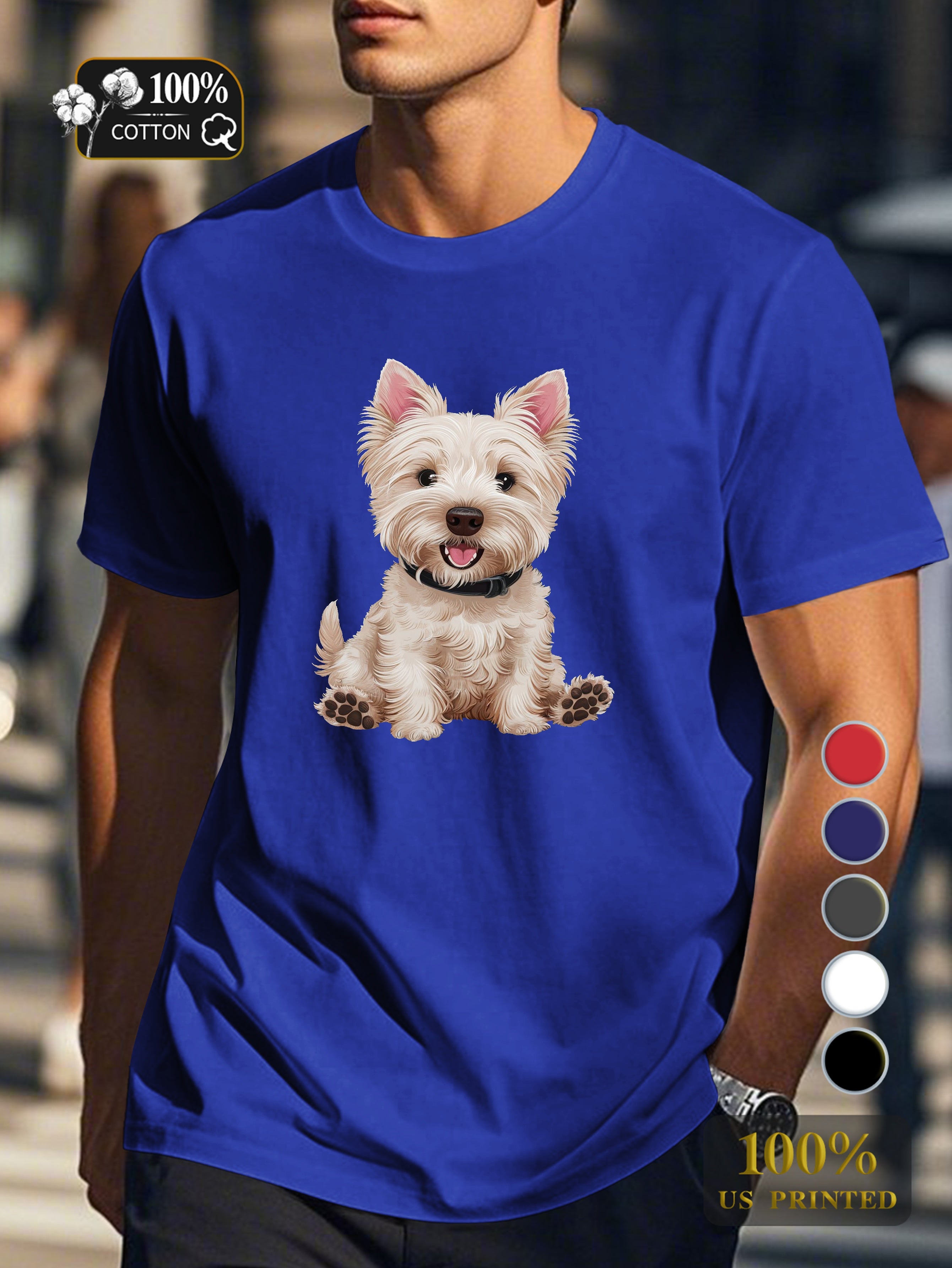 Charming West Highland White Terrier Men's pure cotton Tshirt Comfort Fit