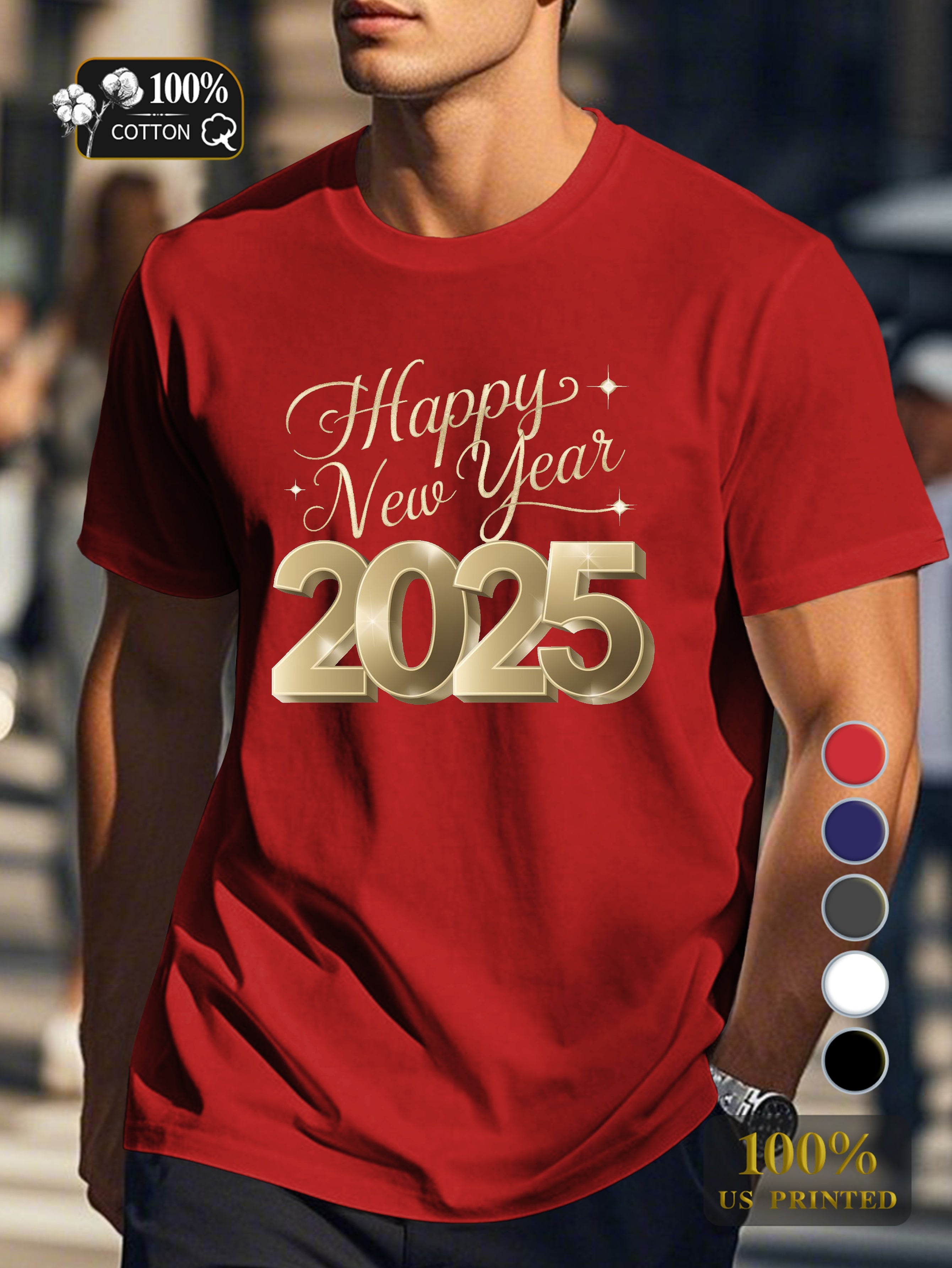 Happy New Year 2025 Men's pure cotton Tshirt Comfort Fit