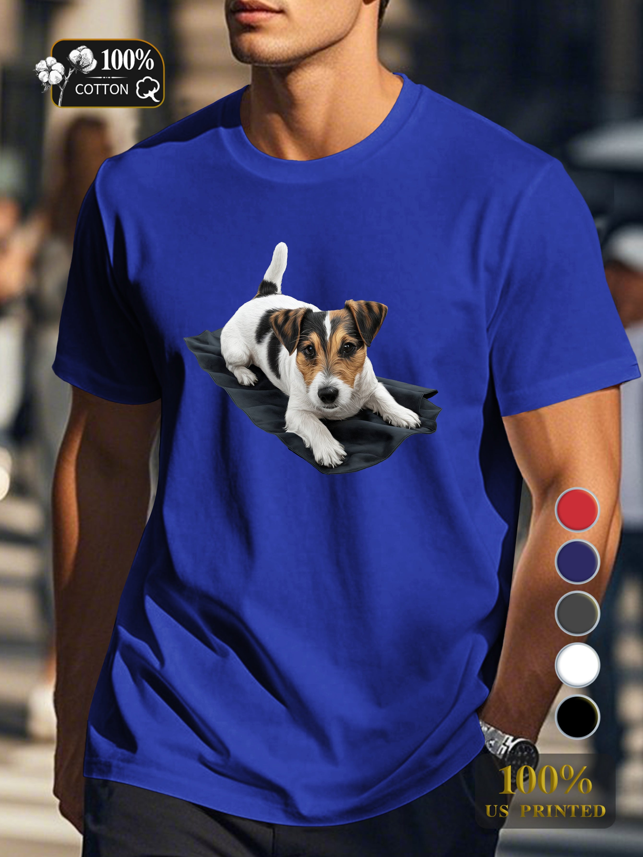 Jack Russell Terrier illustration Men's pure cotton Tshirt Comfort Fit