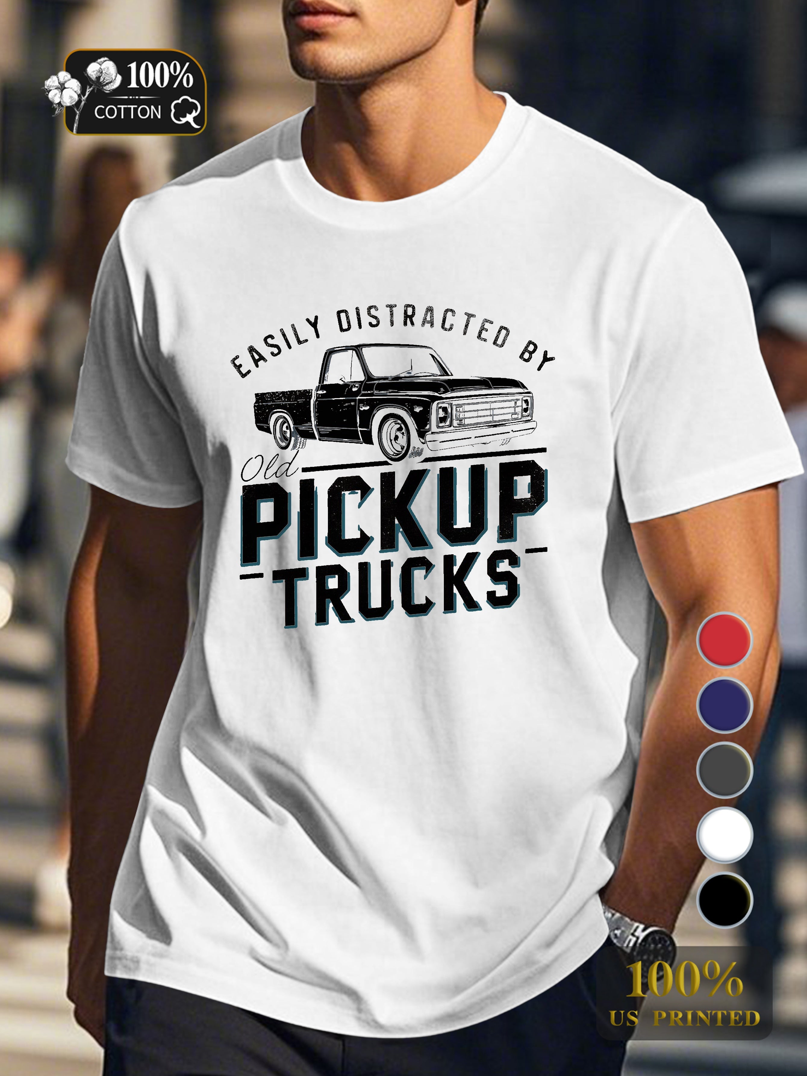 Old pickup trucks Men's pure cotton Tshirt Comfort Fit