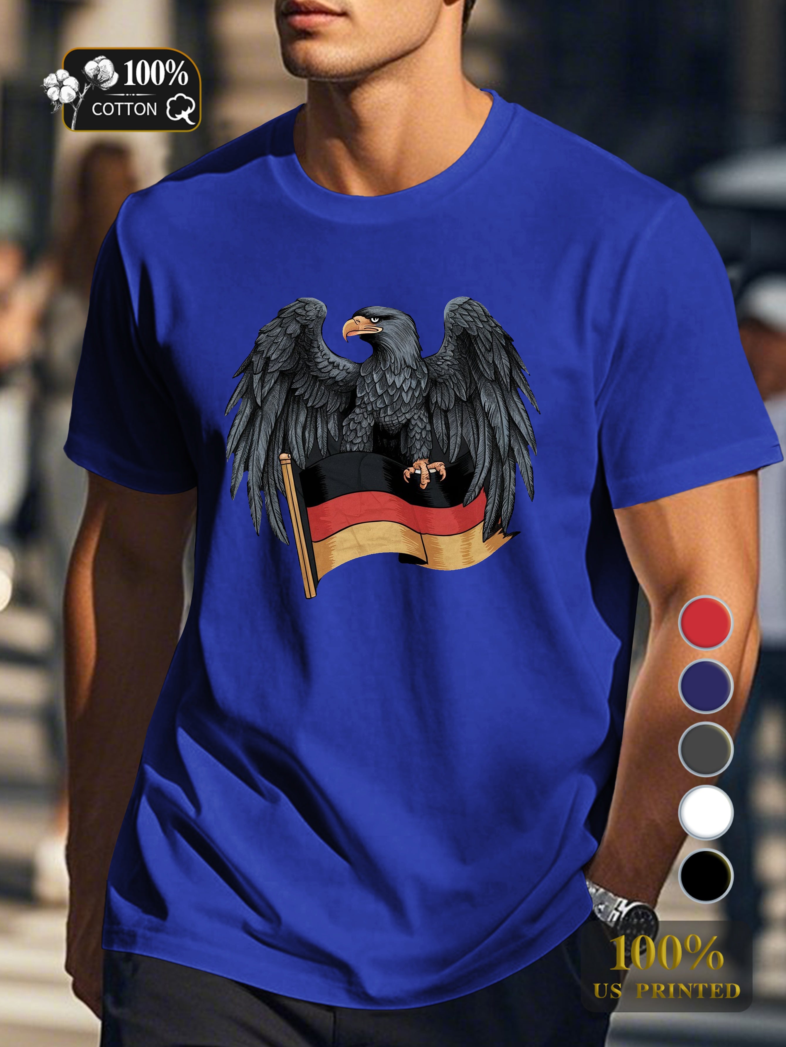 eagle with German flag Men's pure cotton Tshirt Comfort Fit