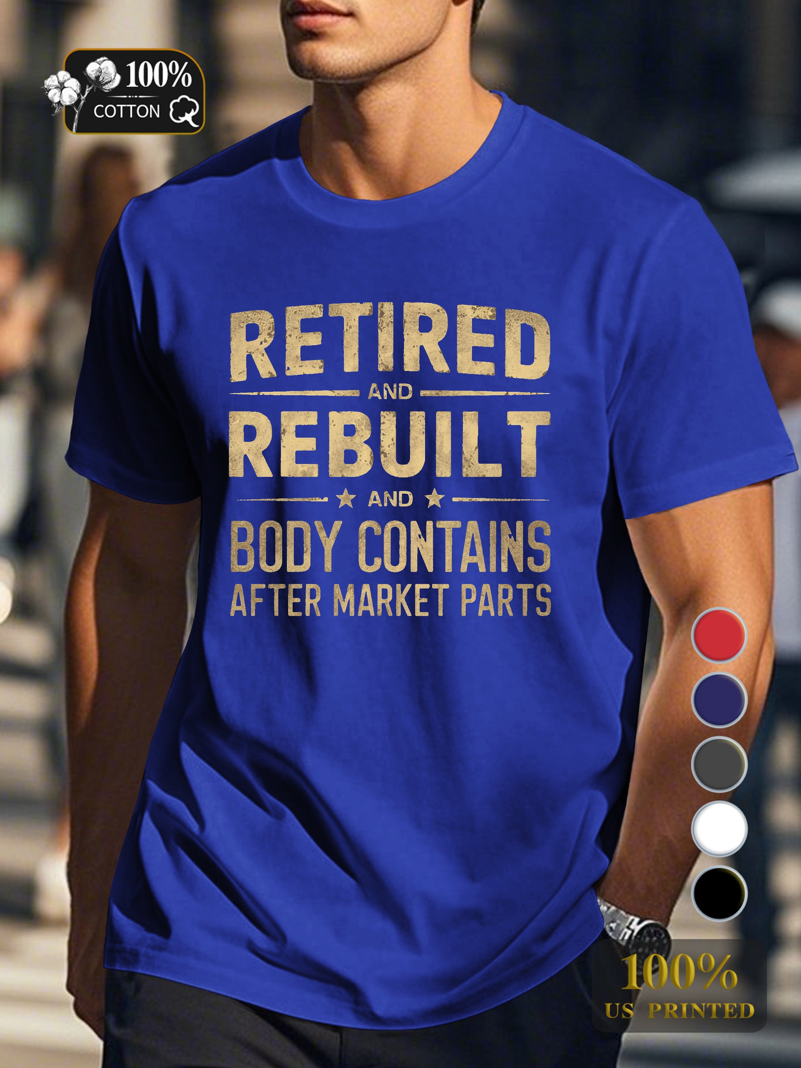 RETIRED and REBUILT illustration Men's pure cotton Tshirt Comfort Fit