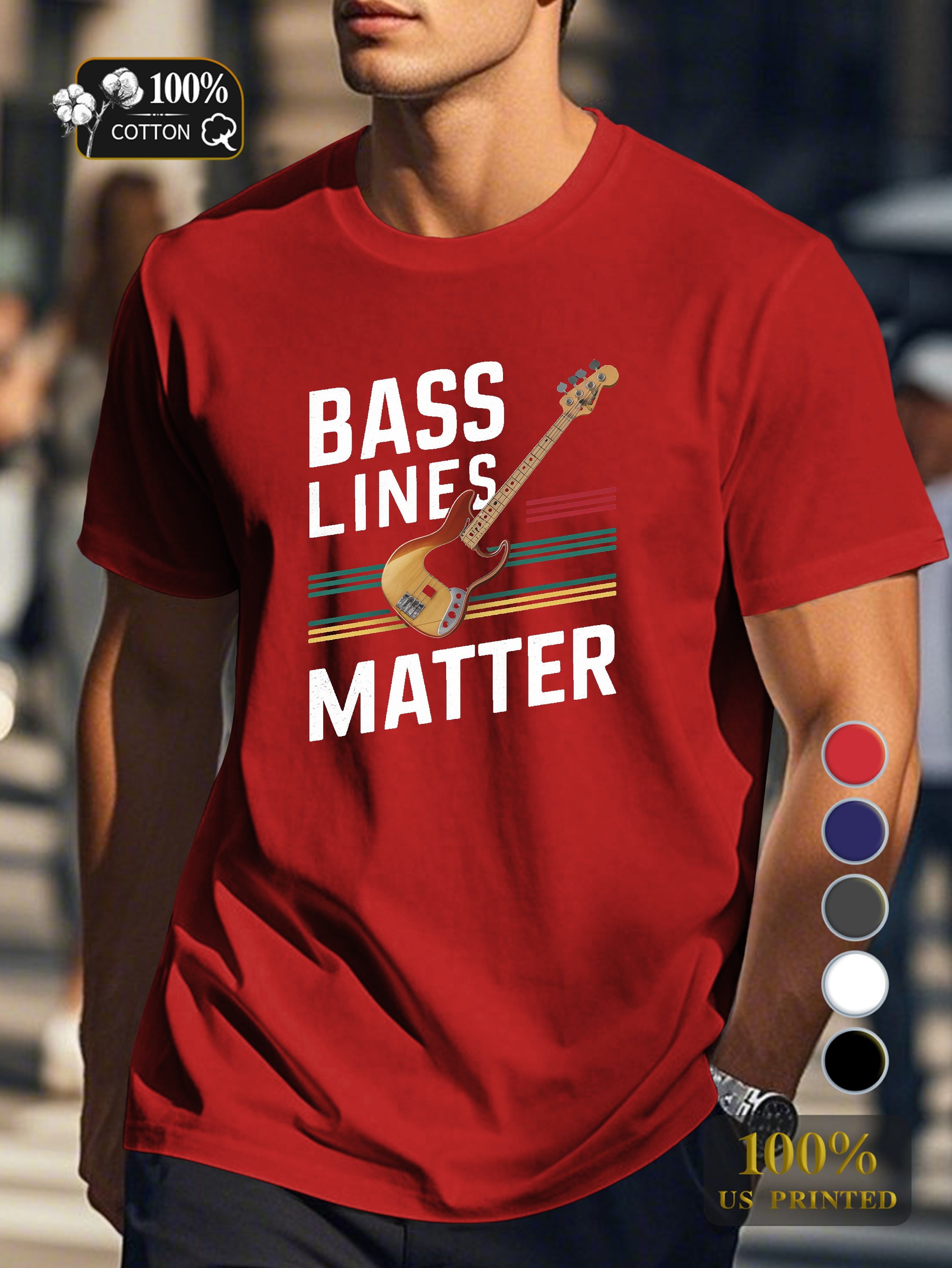 bass lines matter Men's pure cotton Tshirt Comfort Fit