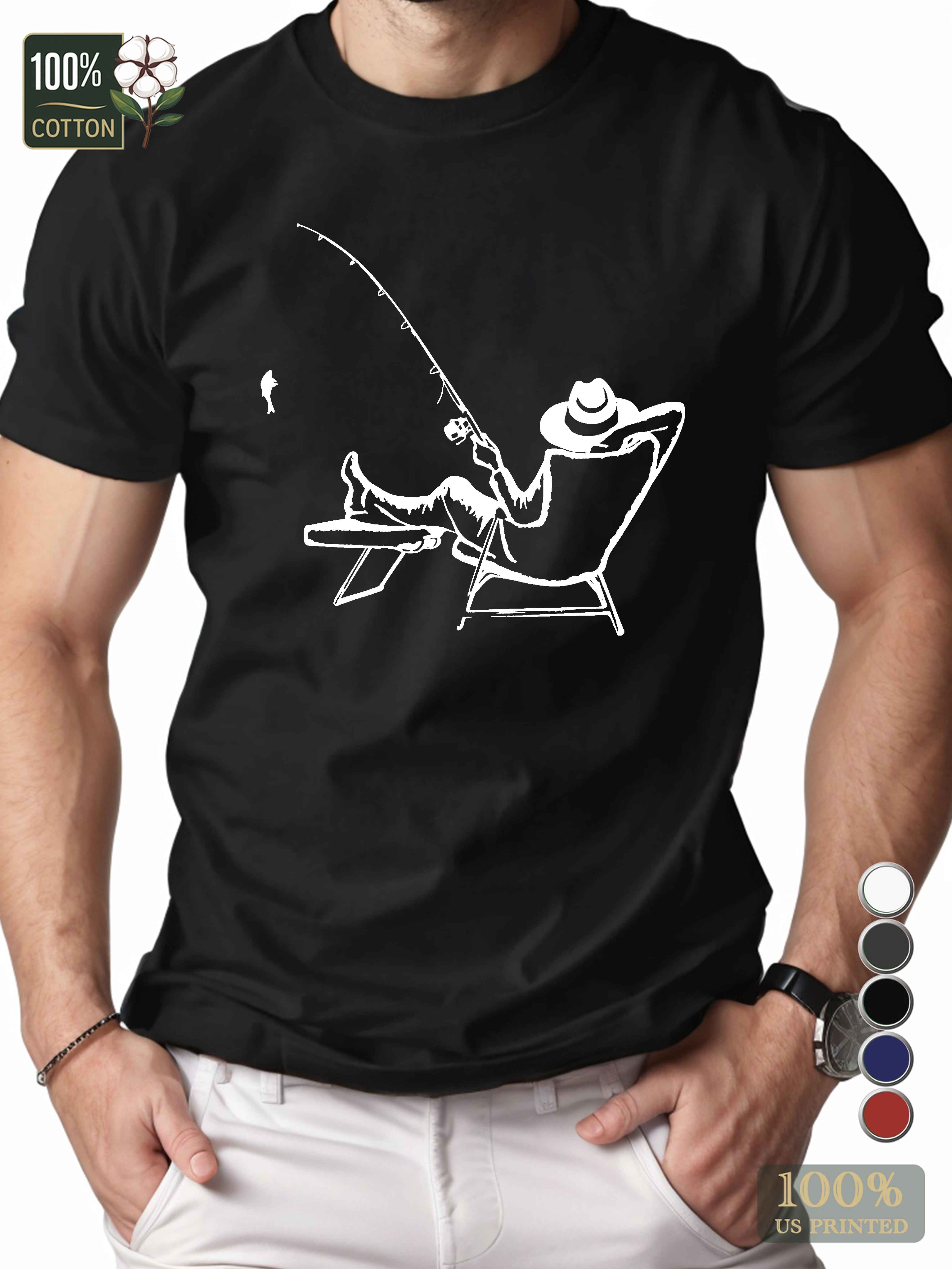 serene fishing scene Men's pure cotton Tshirt Comfort Fit