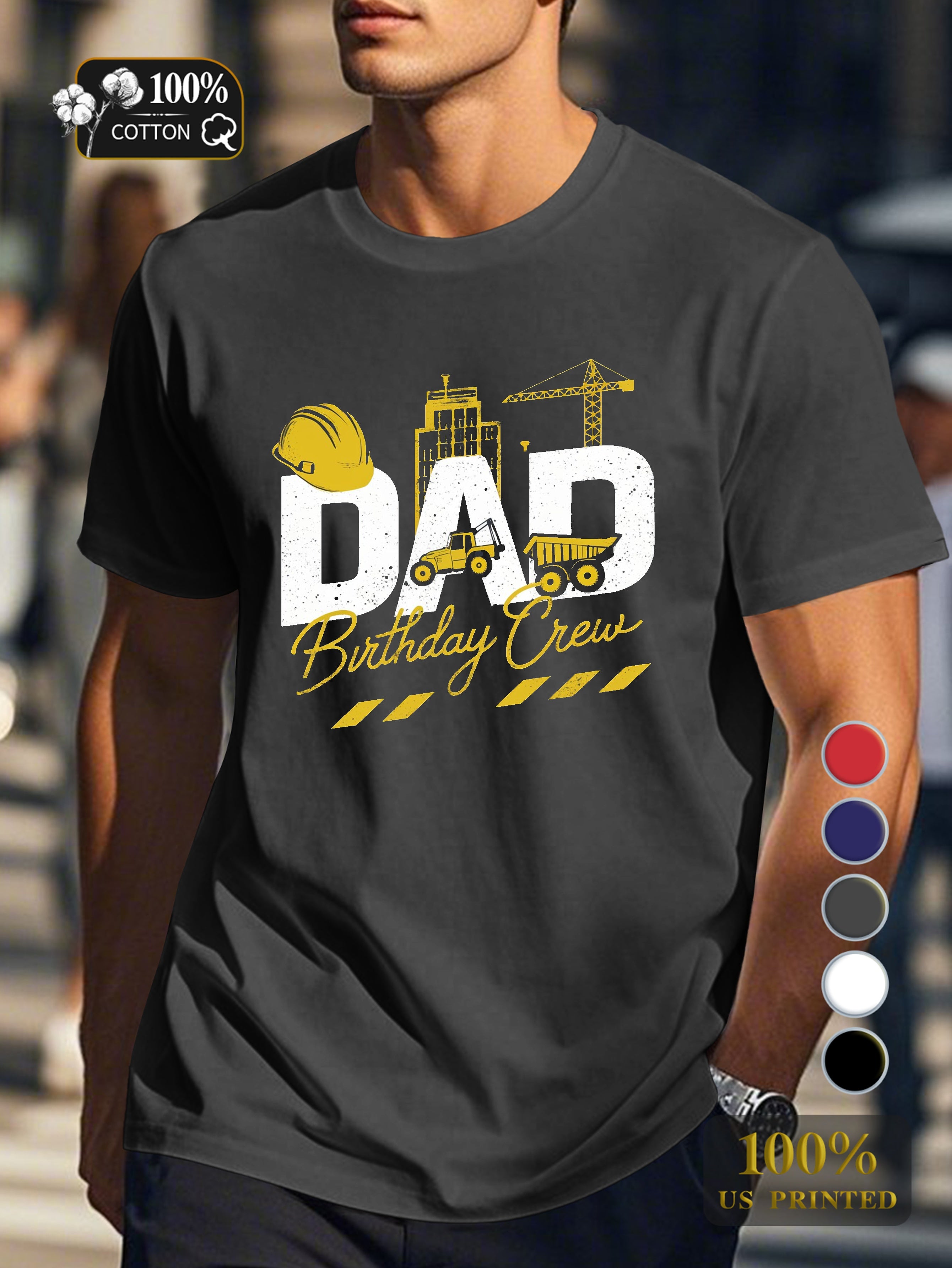 DAD Birthday Crew illustration Men's pure cotton Tshirt Comfort Fit