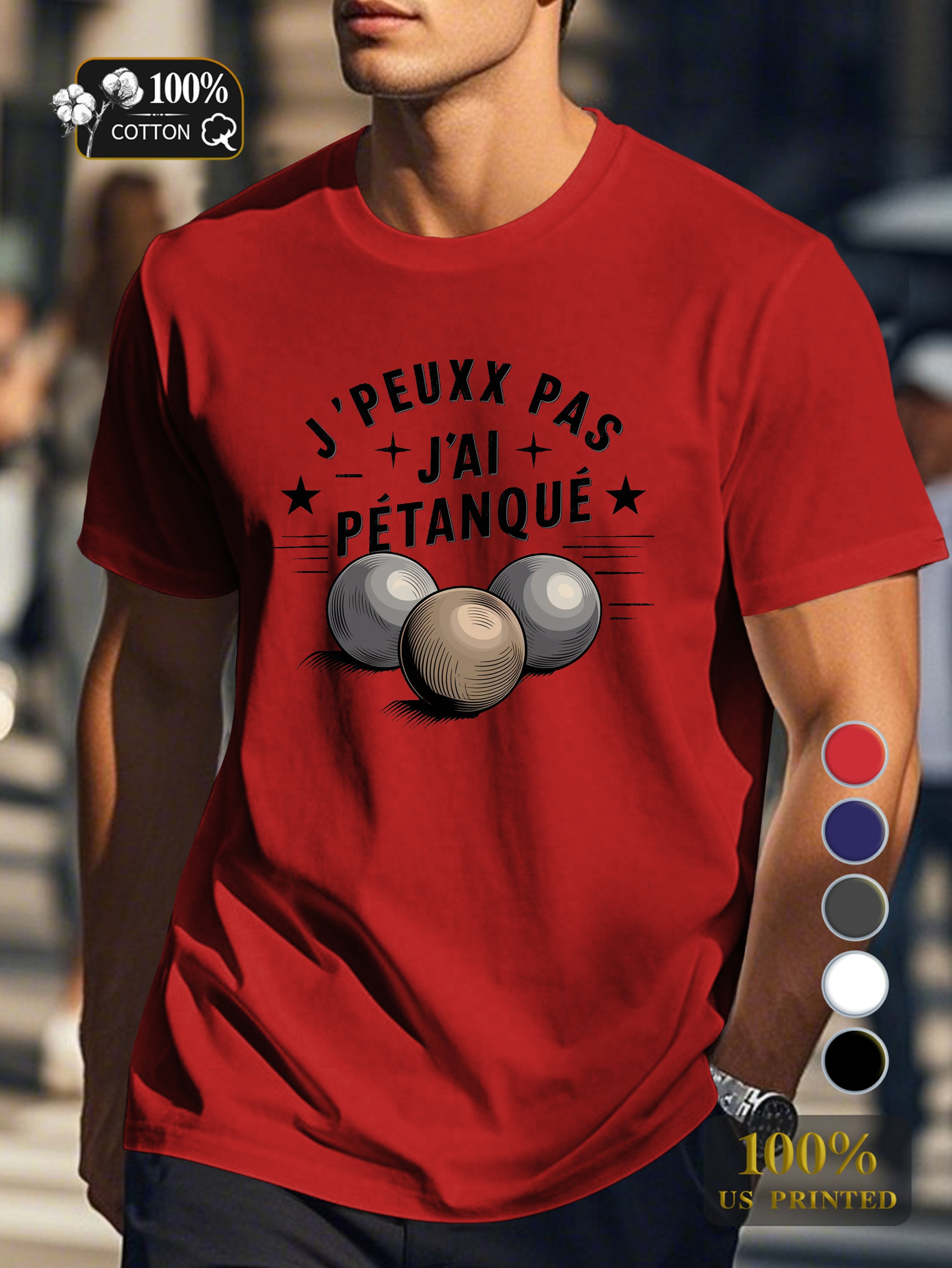 I CAN T I HAVE PETANQUE Men's pure cotton Tshirt Comfort Fit