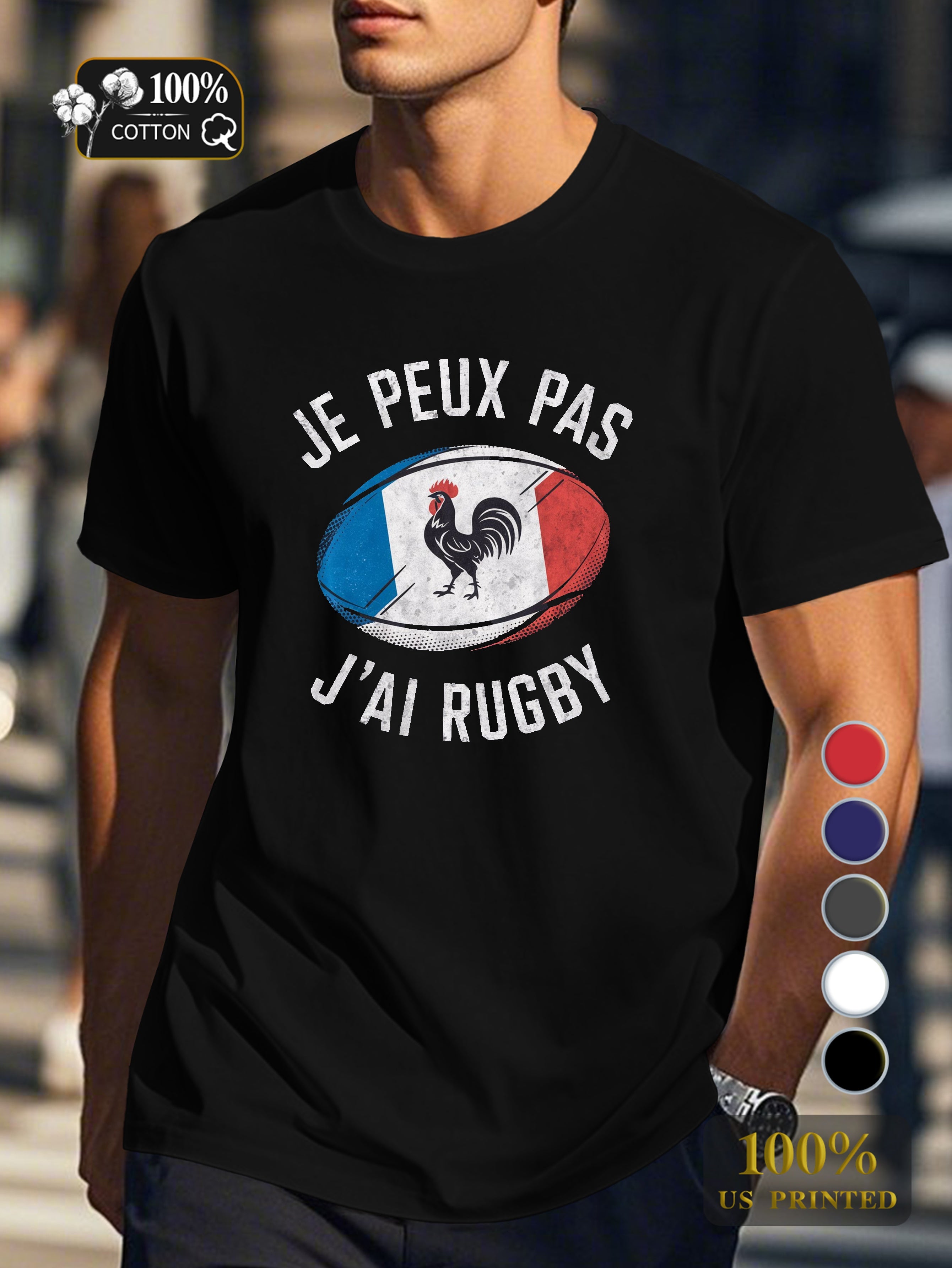 I CAN T I HAVE RUGBY illustration Men's pure cotton Tshirt Comfort Fit