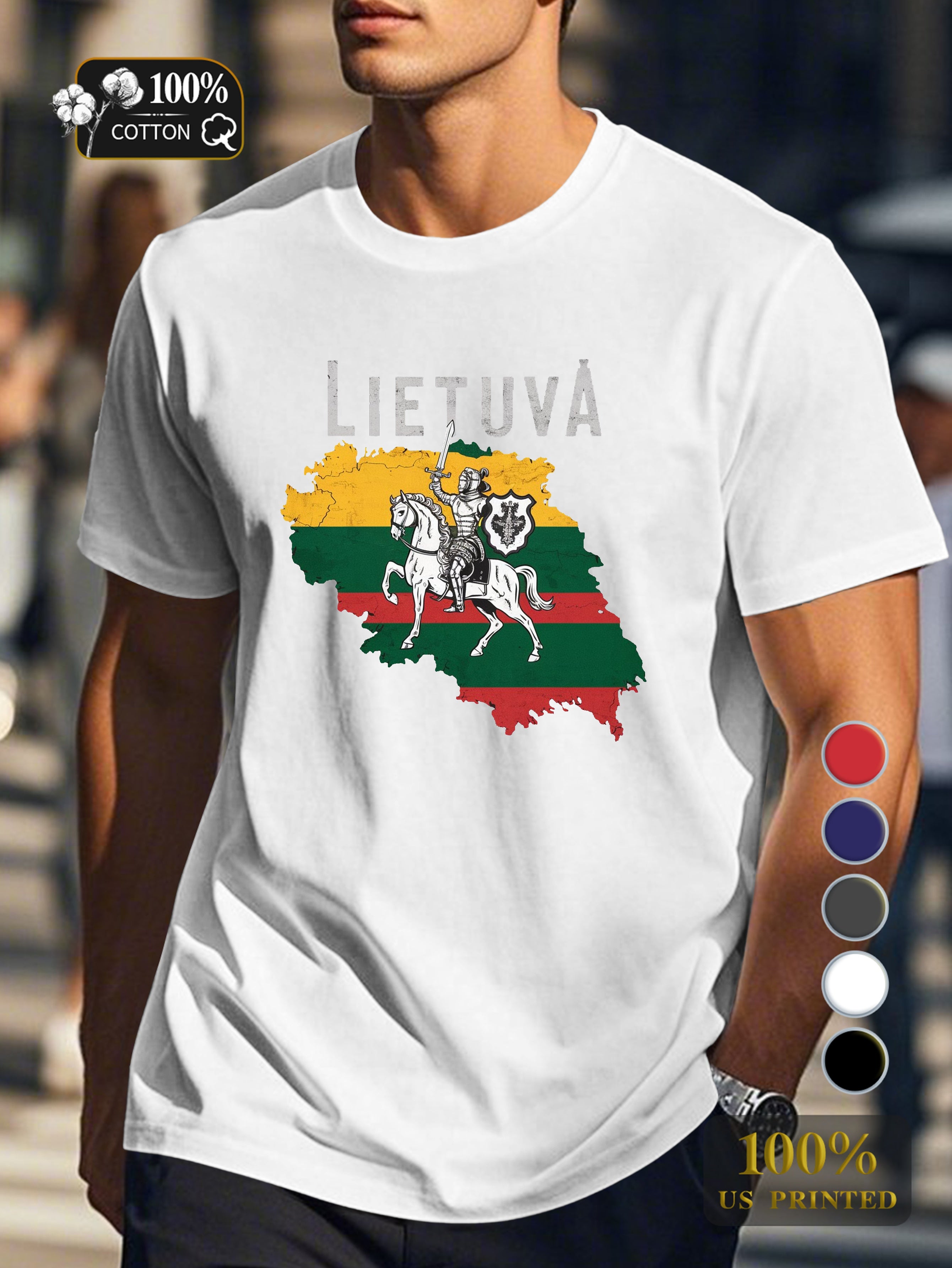 Lietuva coat of arms Men's pure cotton Tshirt Comfort Fit