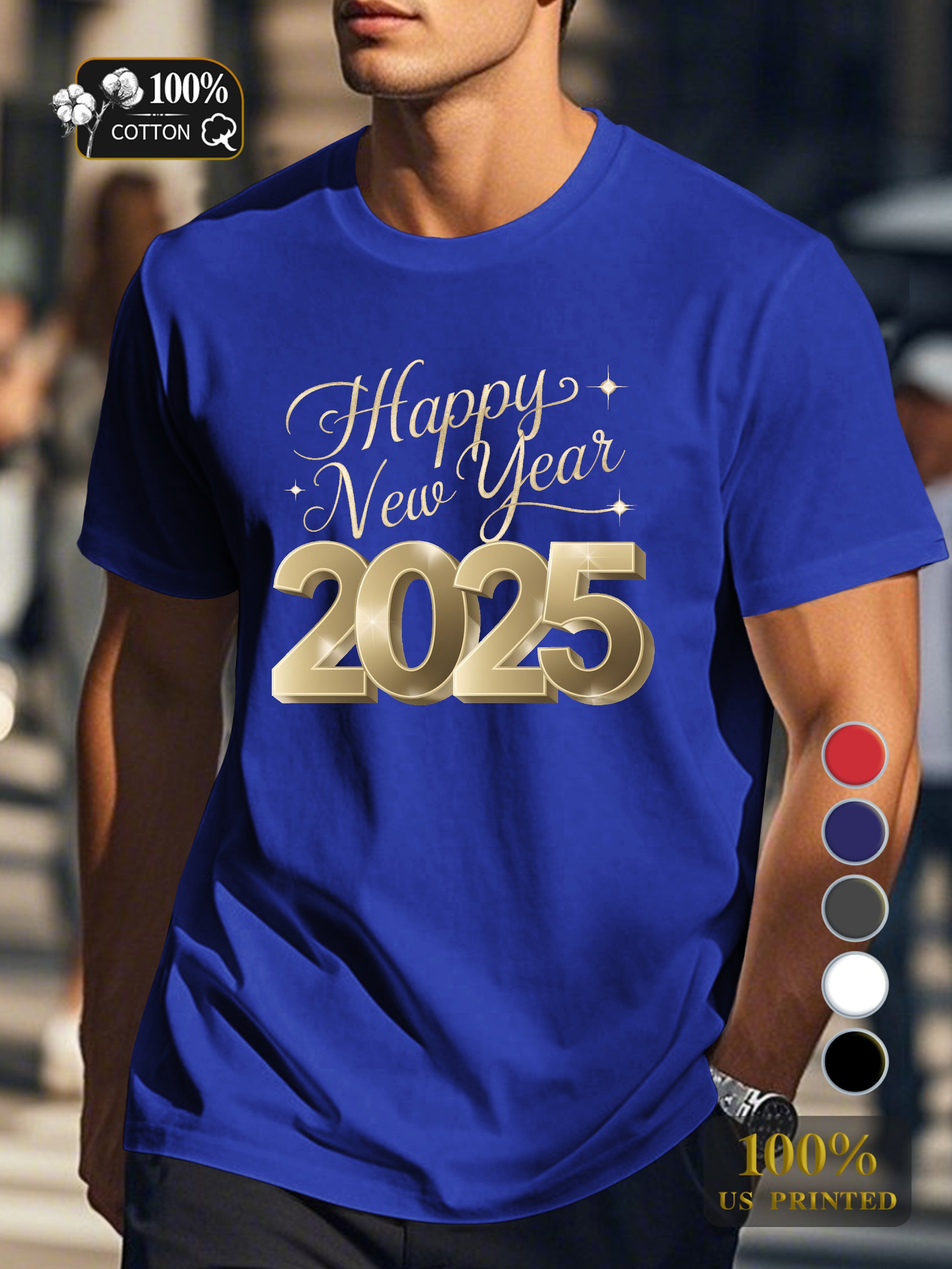 Happy New Year 2025 Men's pure cotton Tshirt Comfort Fit
