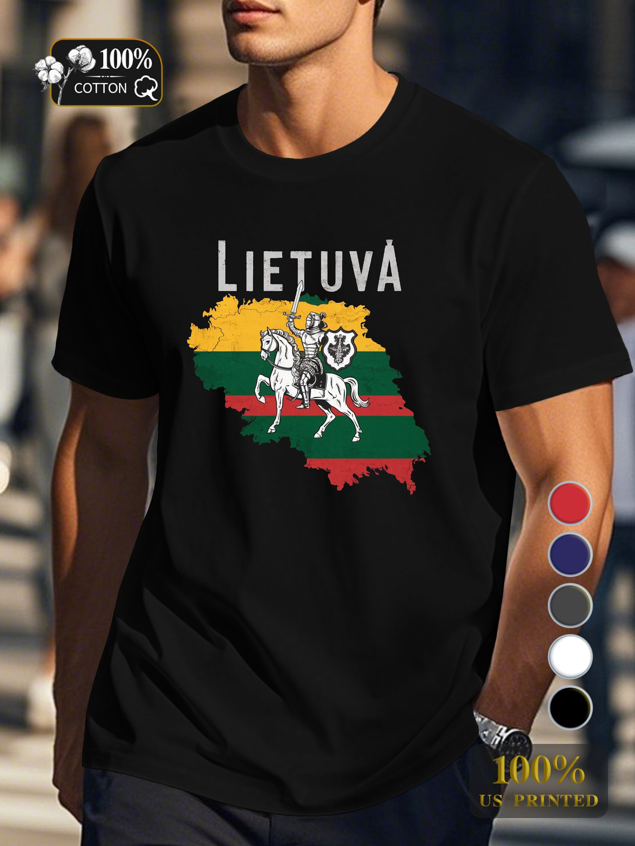 Lietuva coat of arms Men's pure cotton Tshirt Comfort Fit