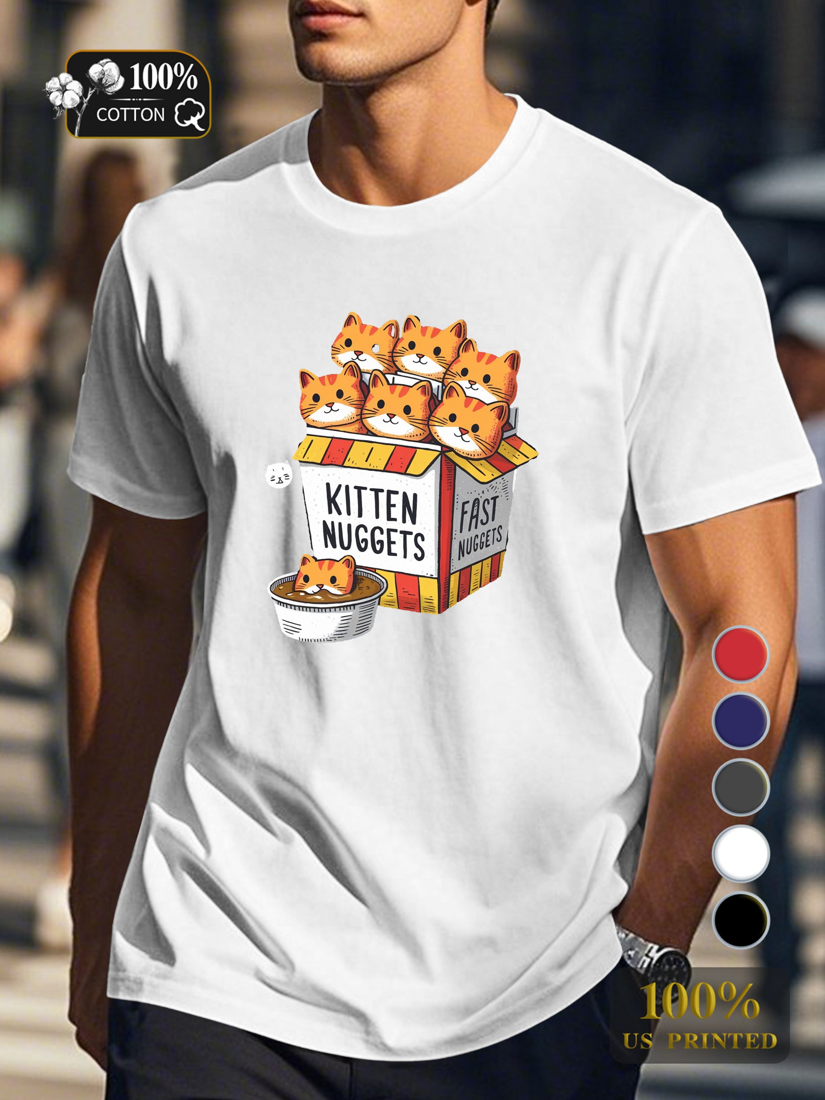 Kitten Nuggets illustration Men's pure cotton Tshirt Comfort Fit