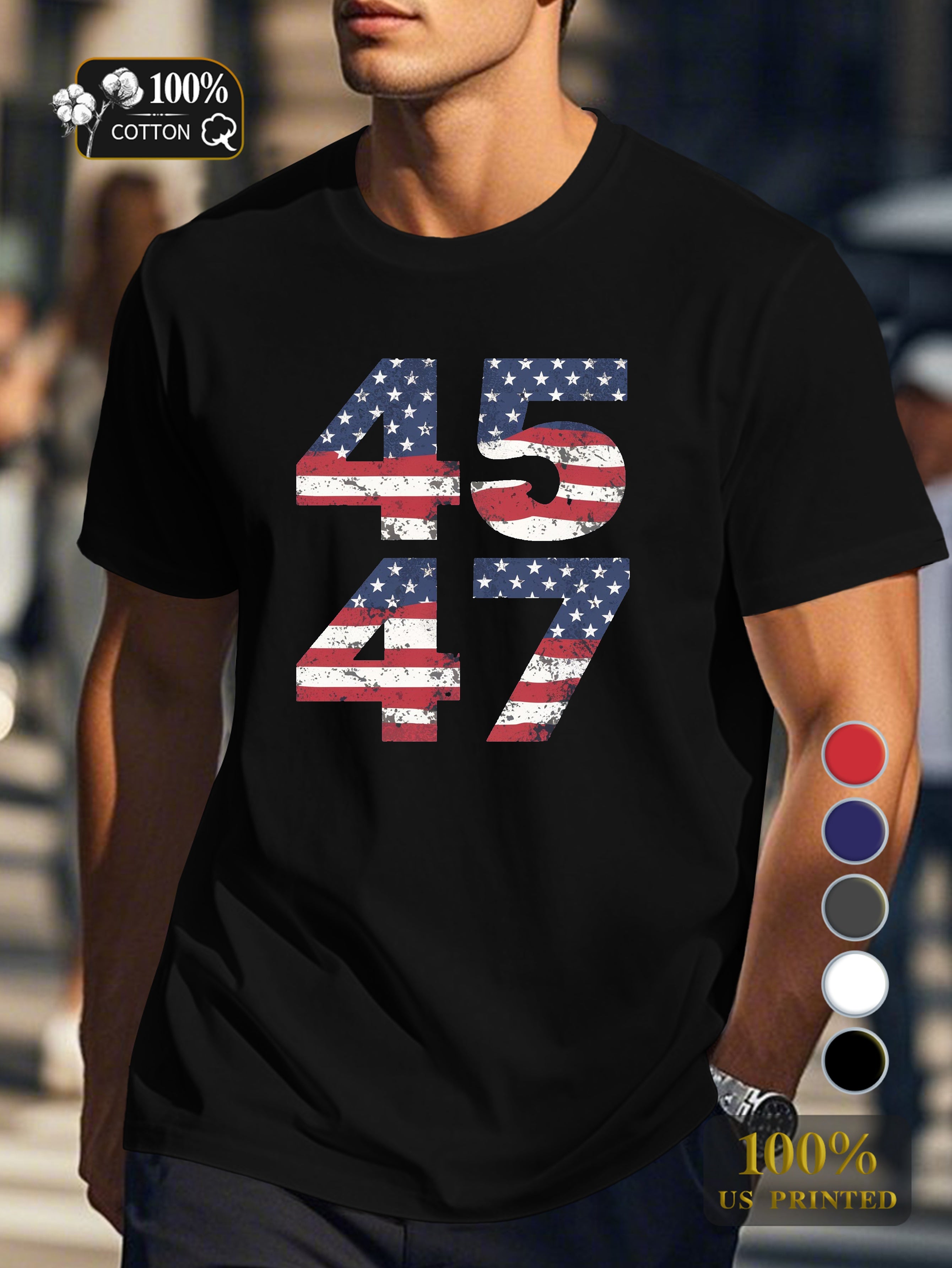 American flag numbers Men's pure cotton Tshirt Comfort Fit