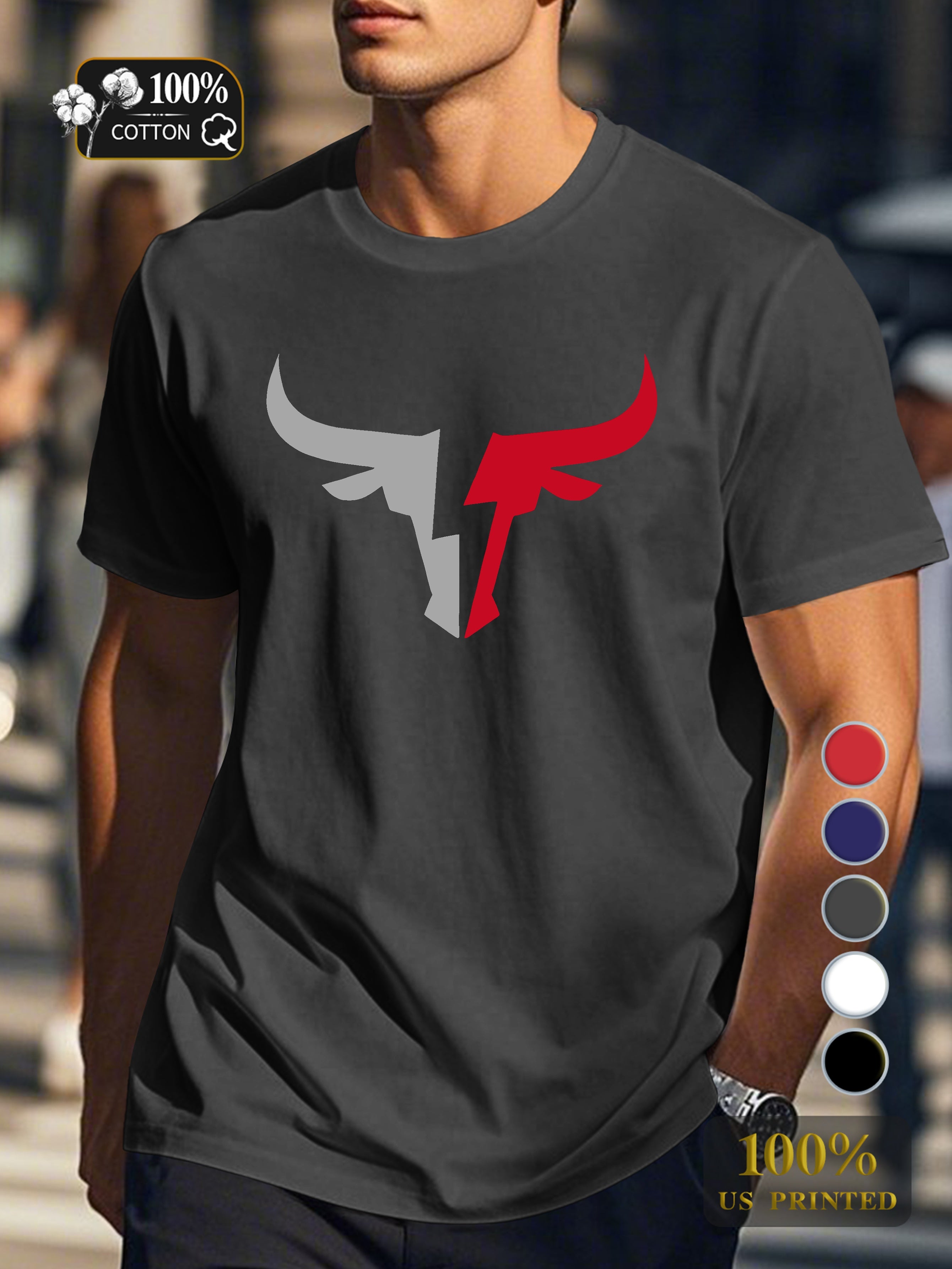 Bullhead Shape Men's pure cotton Tshirt Comfort Fit