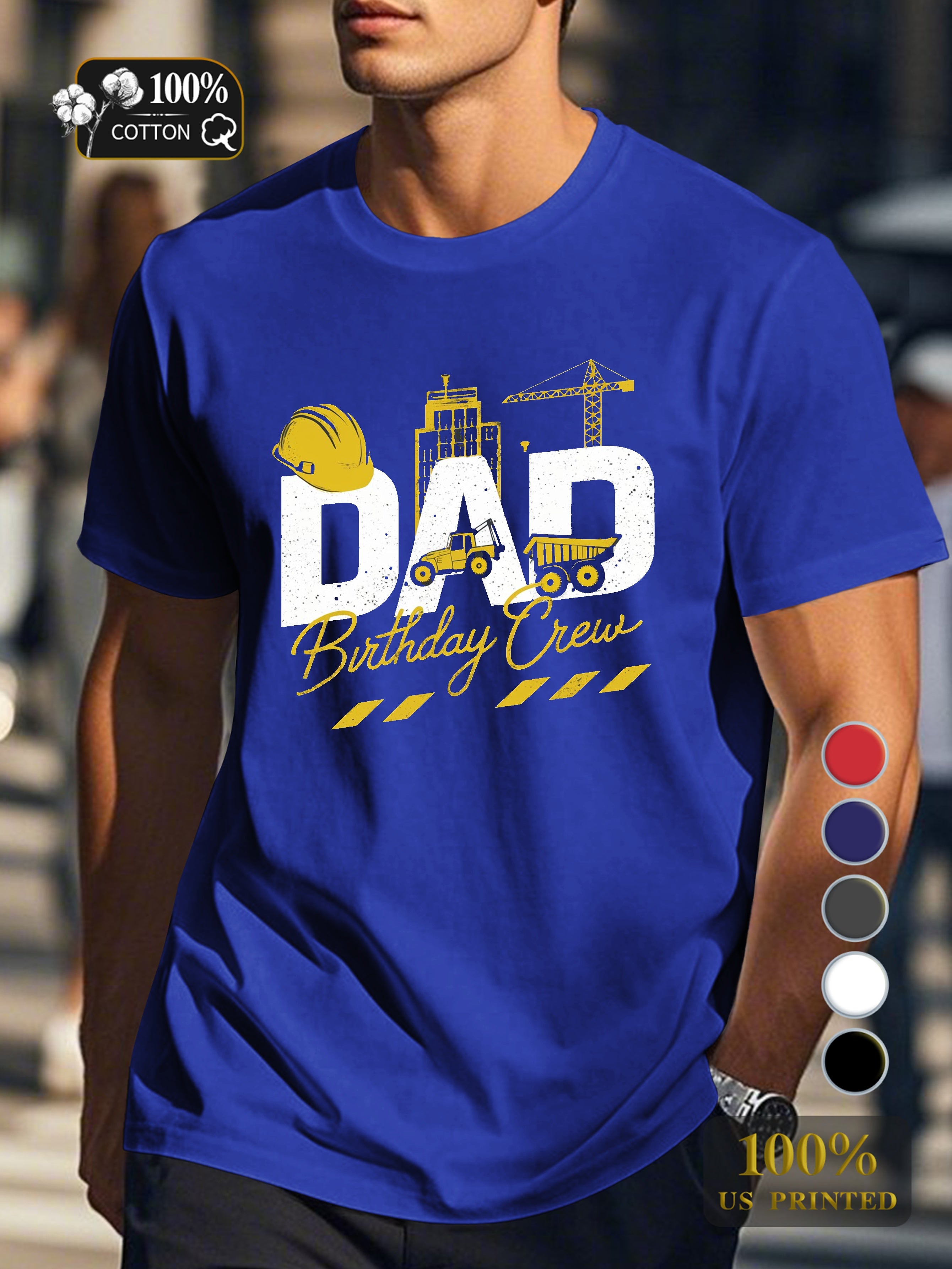 DAD Birthday Crew illustration Men's pure cotton Tshirt Comfort Fit