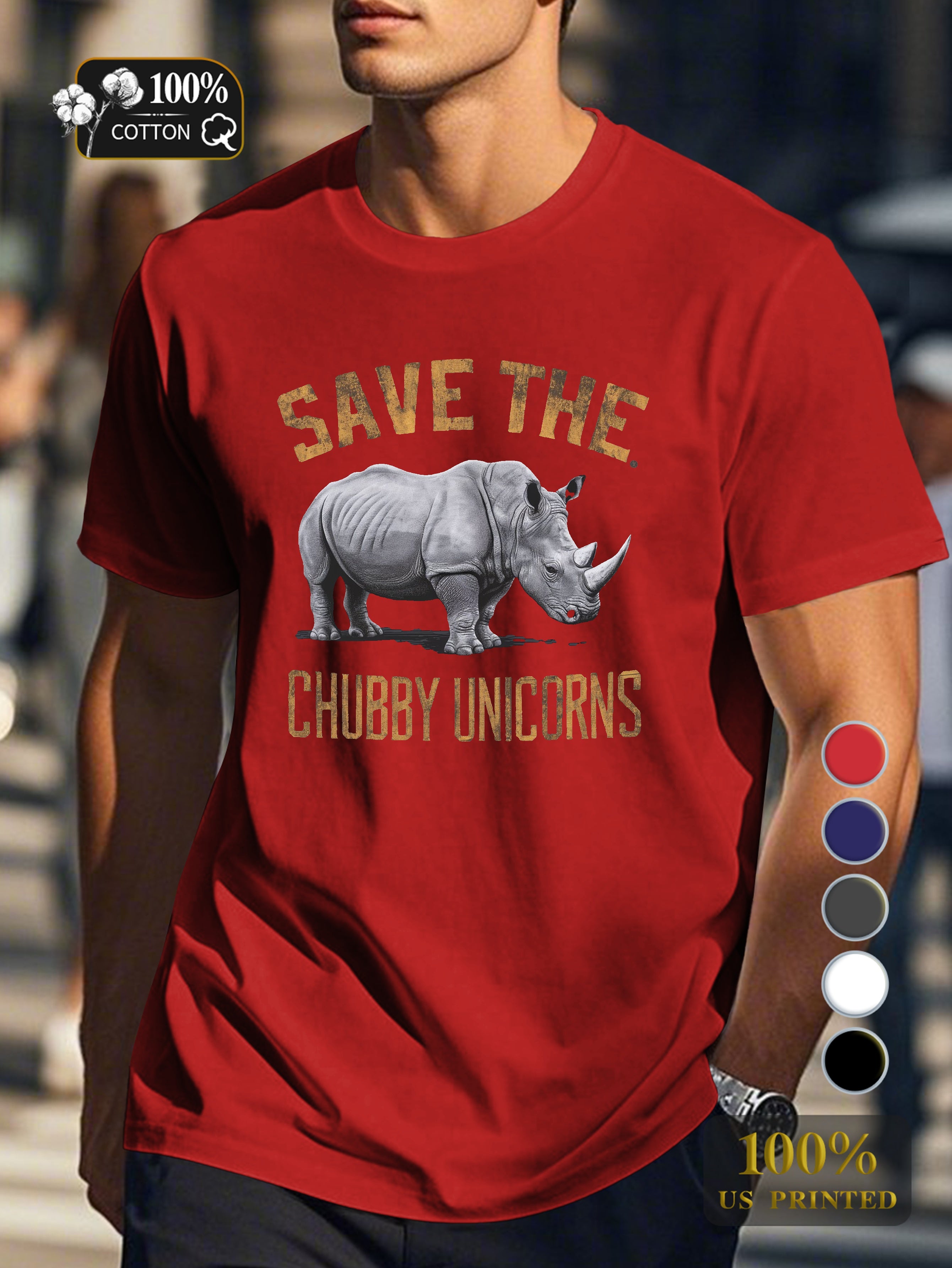 SAVE THE CHUBBY UNICORNS Men's pure cotton Tshirt Comfort Fit