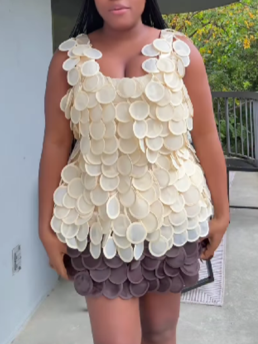 Cascaded Round Scale Skirt Set