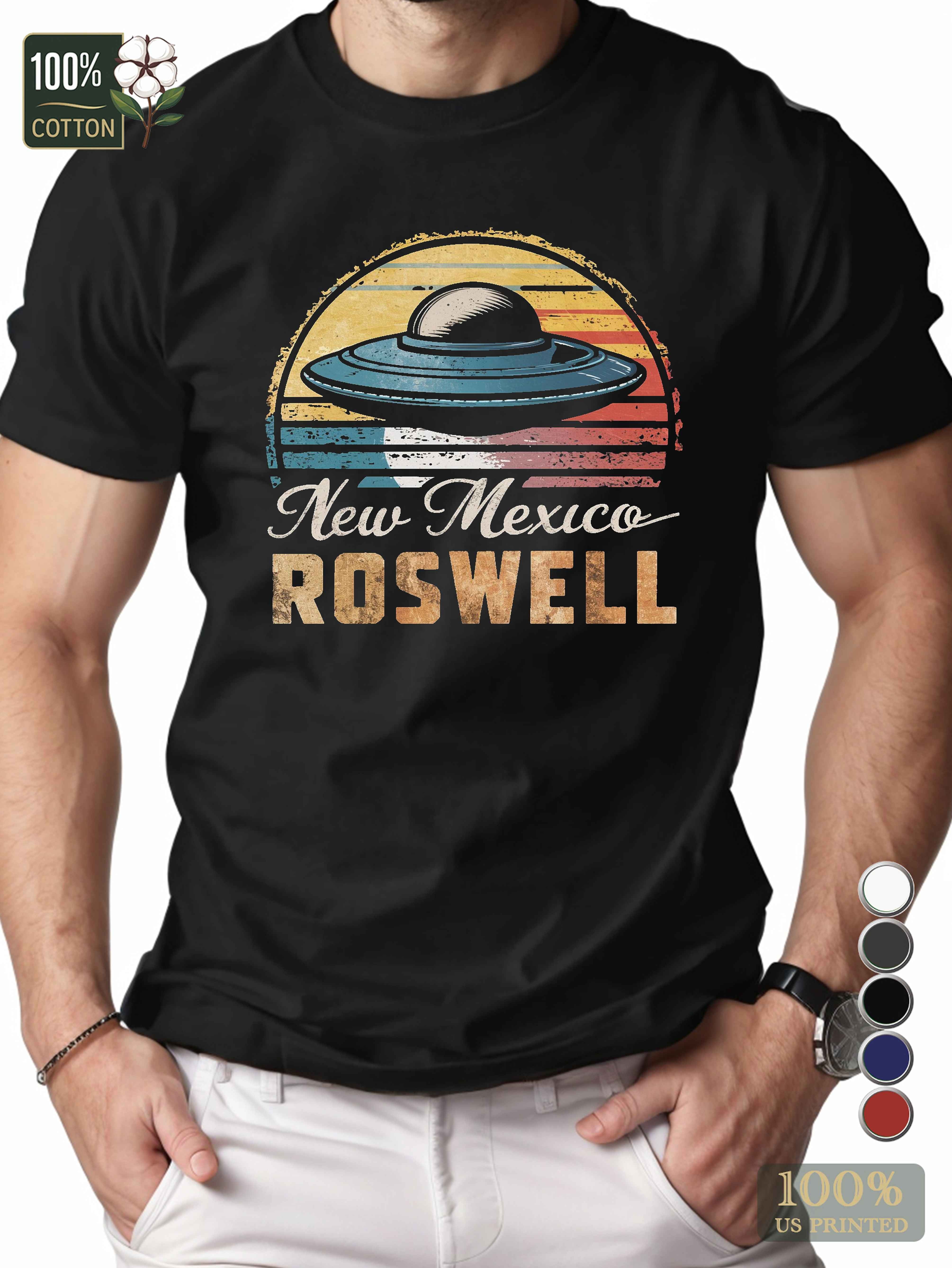 retro UFO illustration Men's pure cotton Tshirt Comfort Fit
