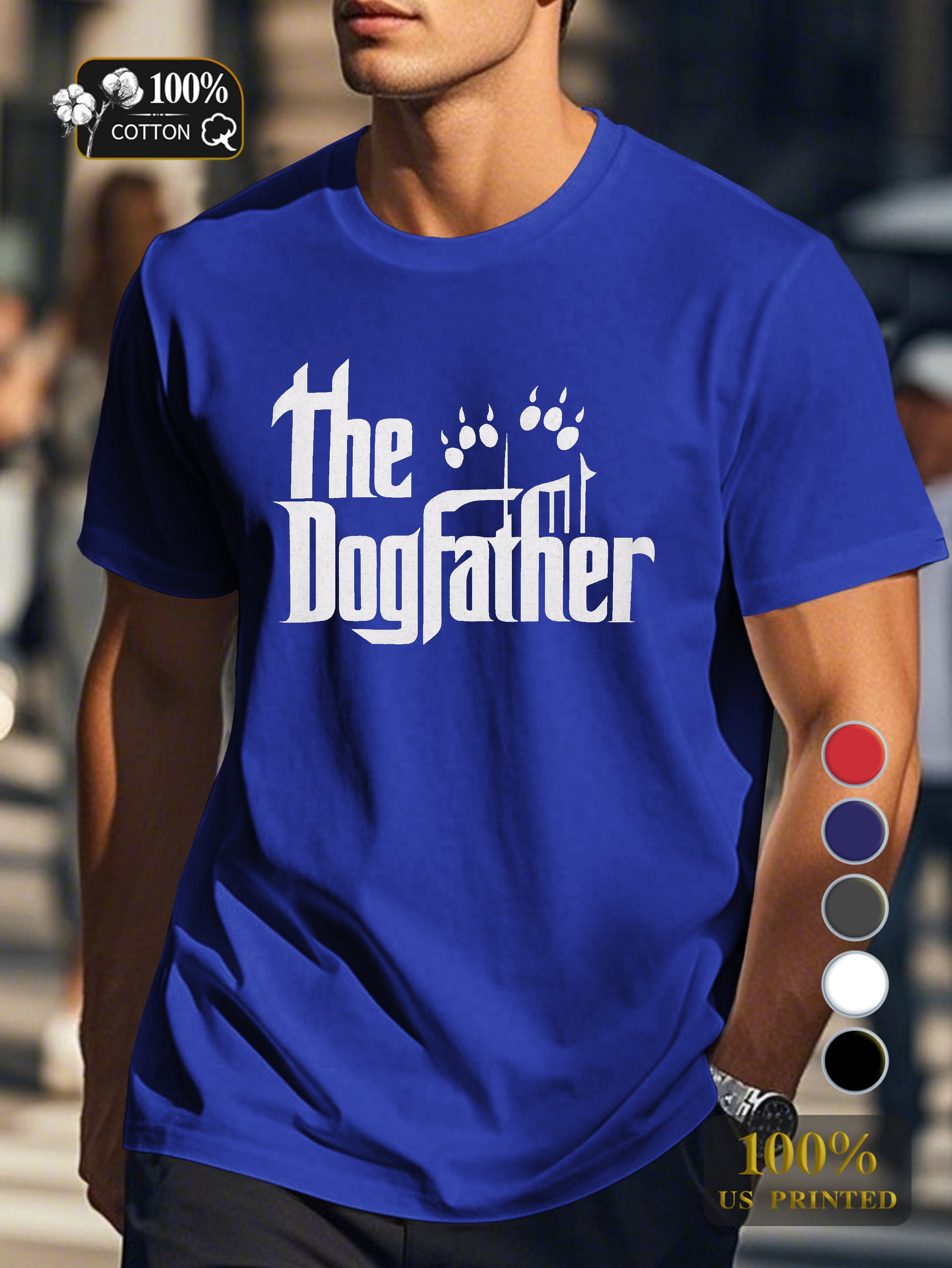 The Dogfather with paw prints Men's pure cotton Tshirt Comfort Fit