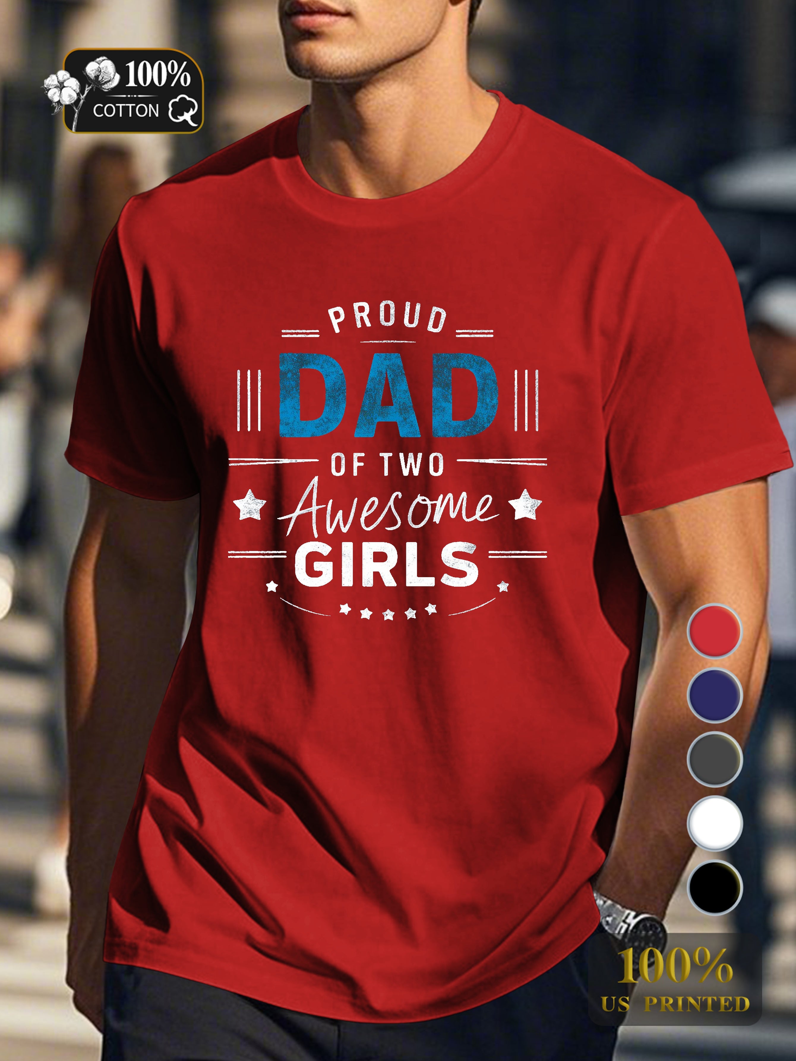Proud dad illustration Men's pure cotton Tshirt Comfort Fit